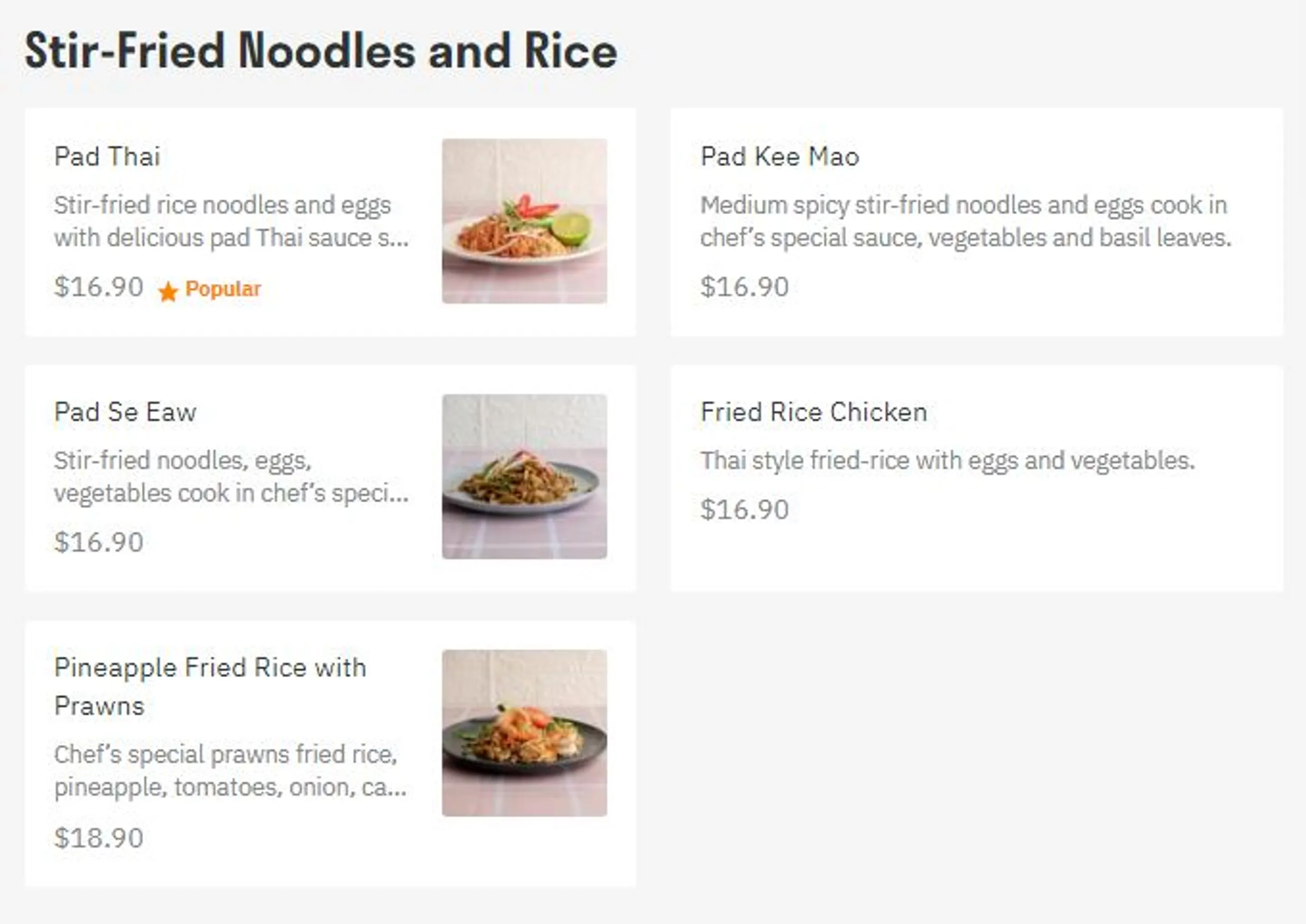 The Royal Thai Restaurant menu, page 3