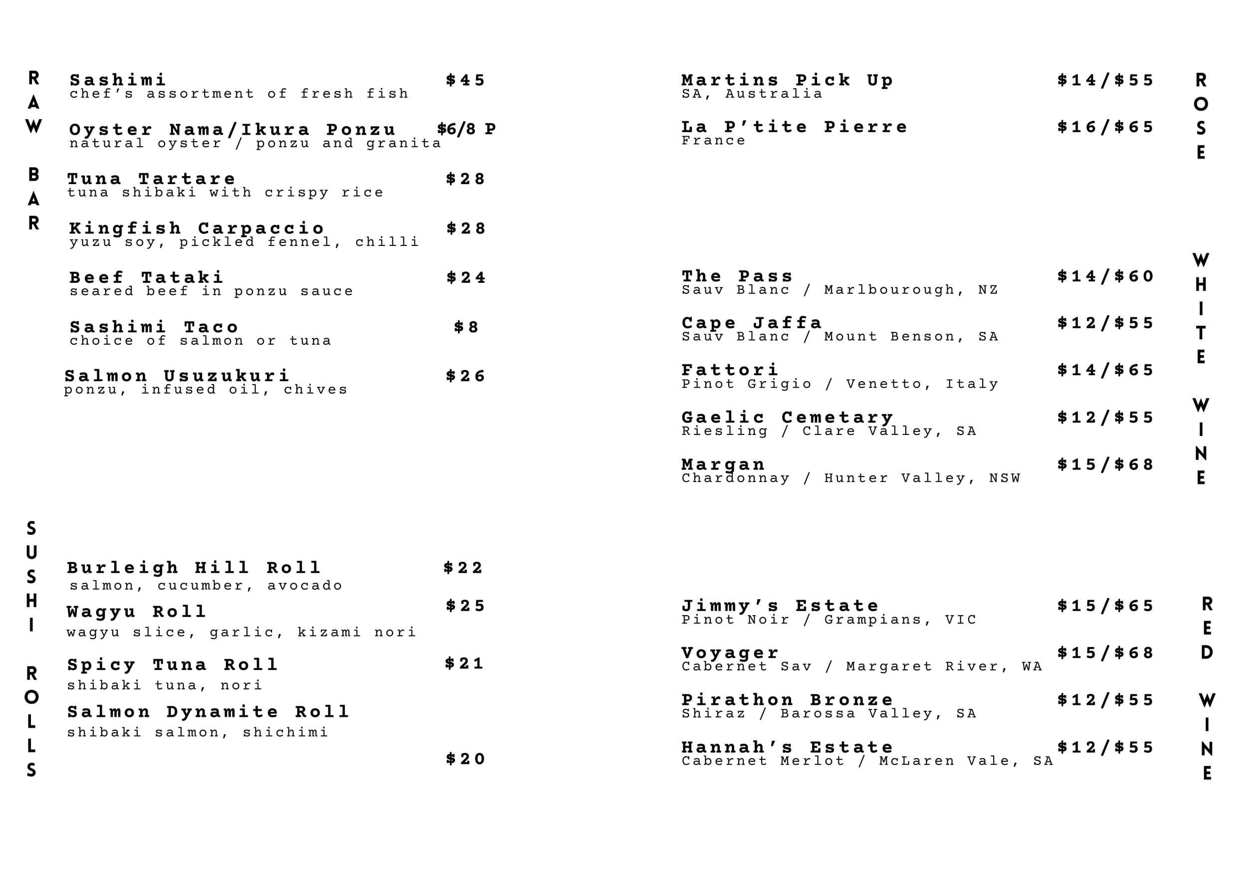 Masu Izakaya menu, page 3