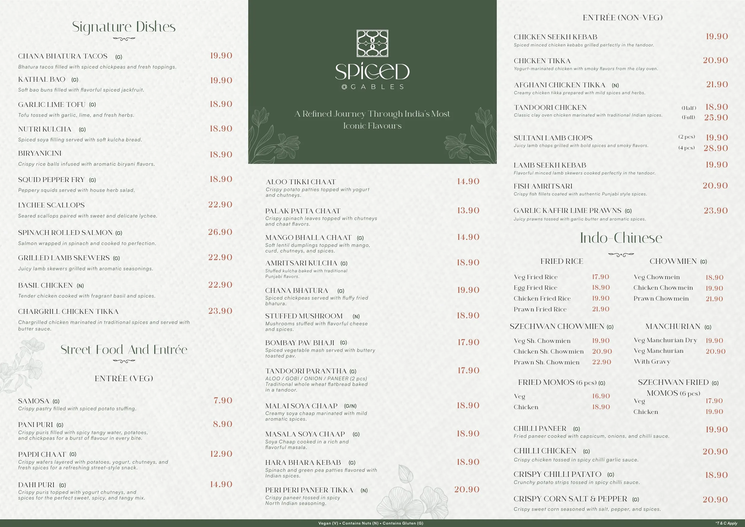 Spiced menu, page 1