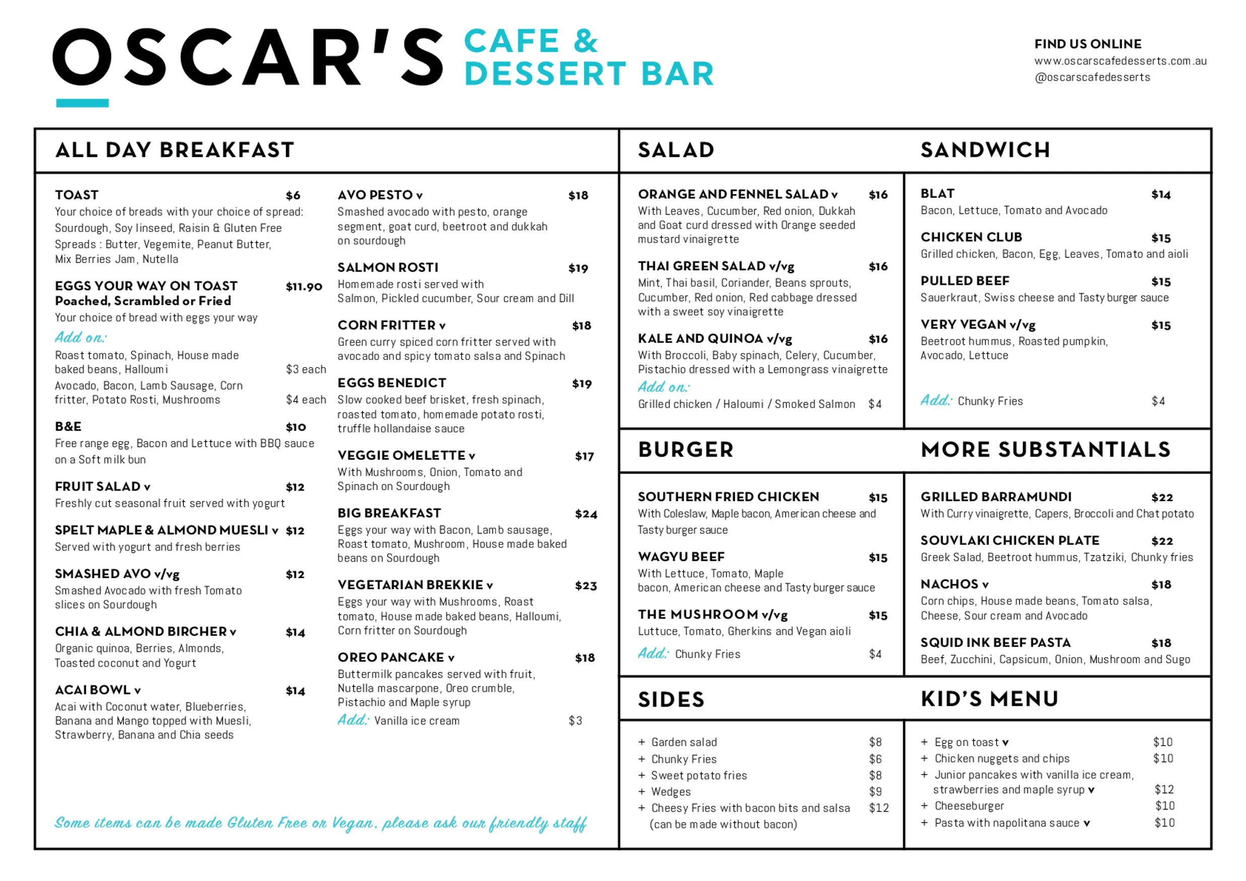 Oscars Cafe x Arthur's Pizza menu, page 2