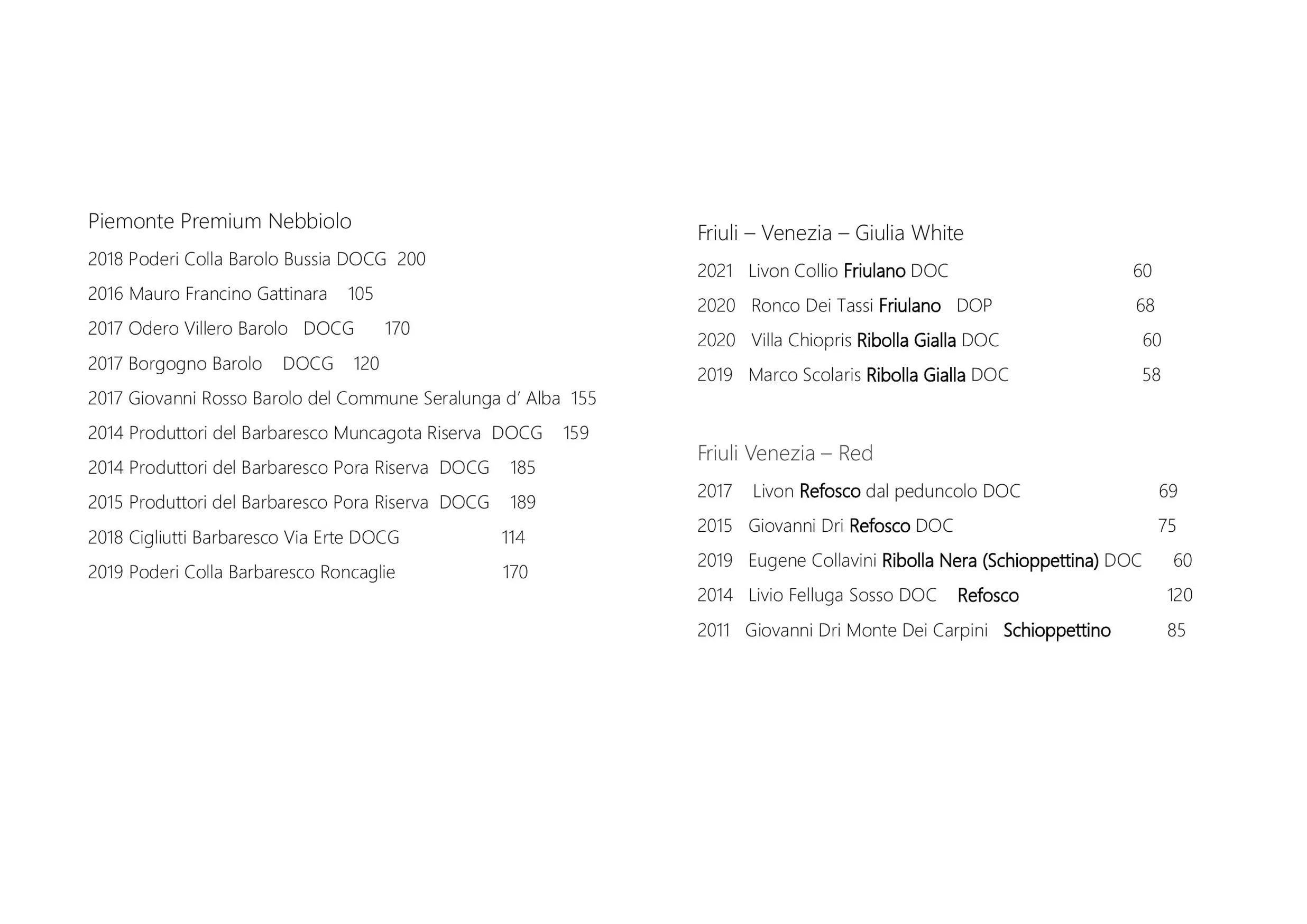 Caruggi menu, page 17