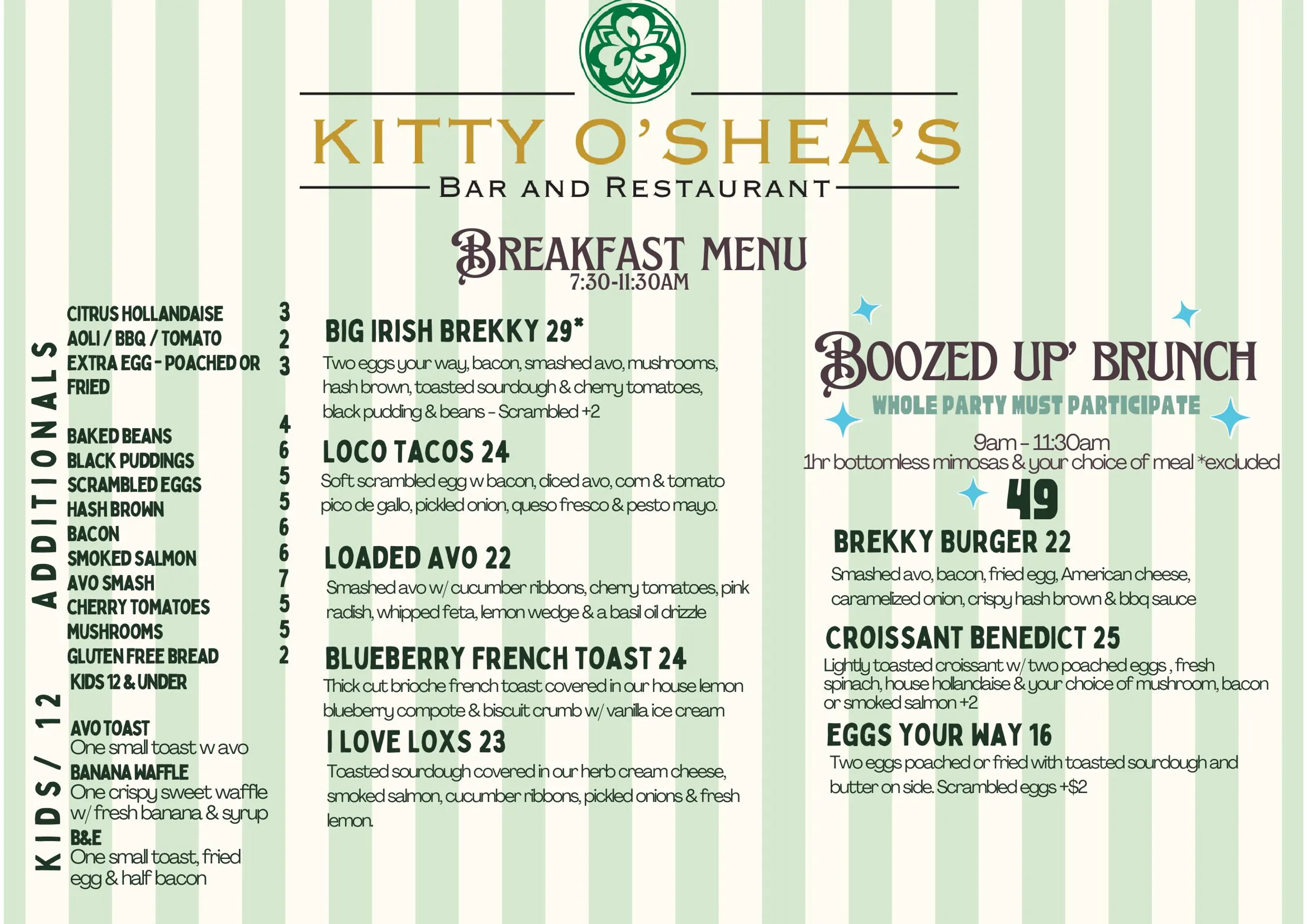 Kitty O'Shea's menu, page 2