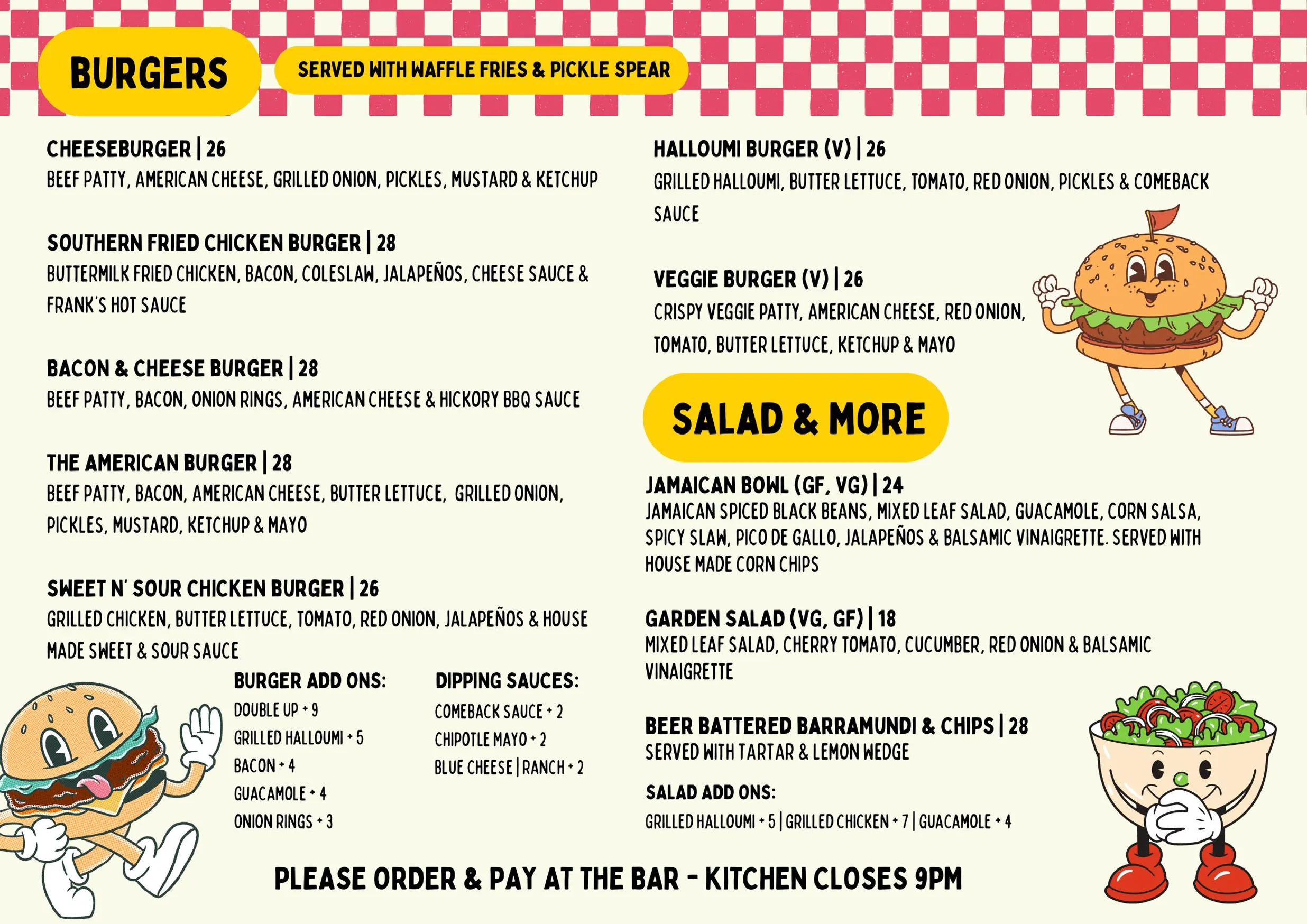 Pappy's Bar menu, page 2