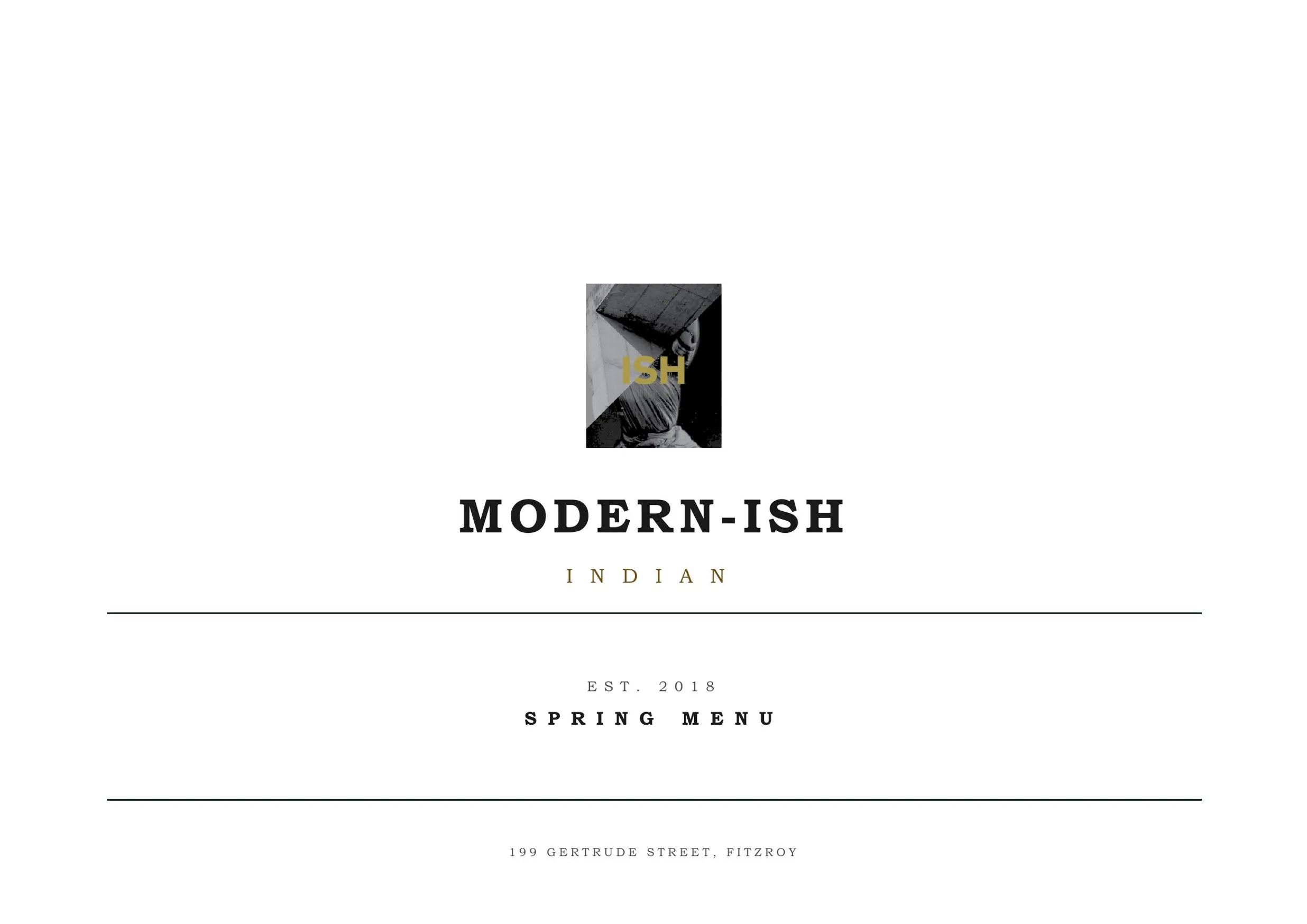 ISH Restaurant menu, page 1