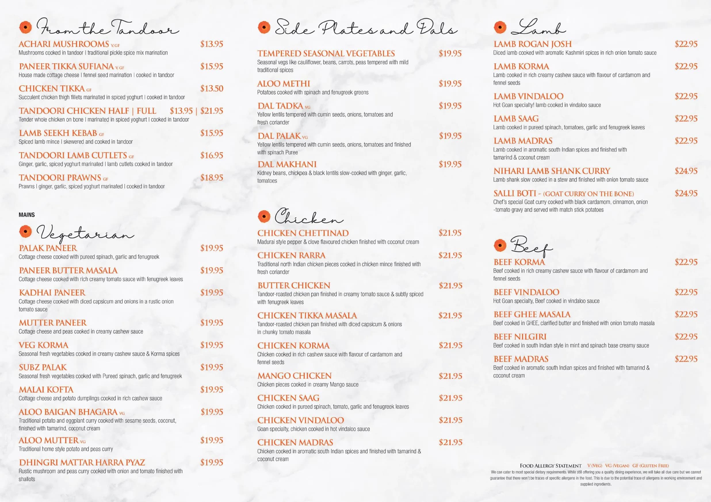 Mumbai Masala Indian Restaurant menu, page 2