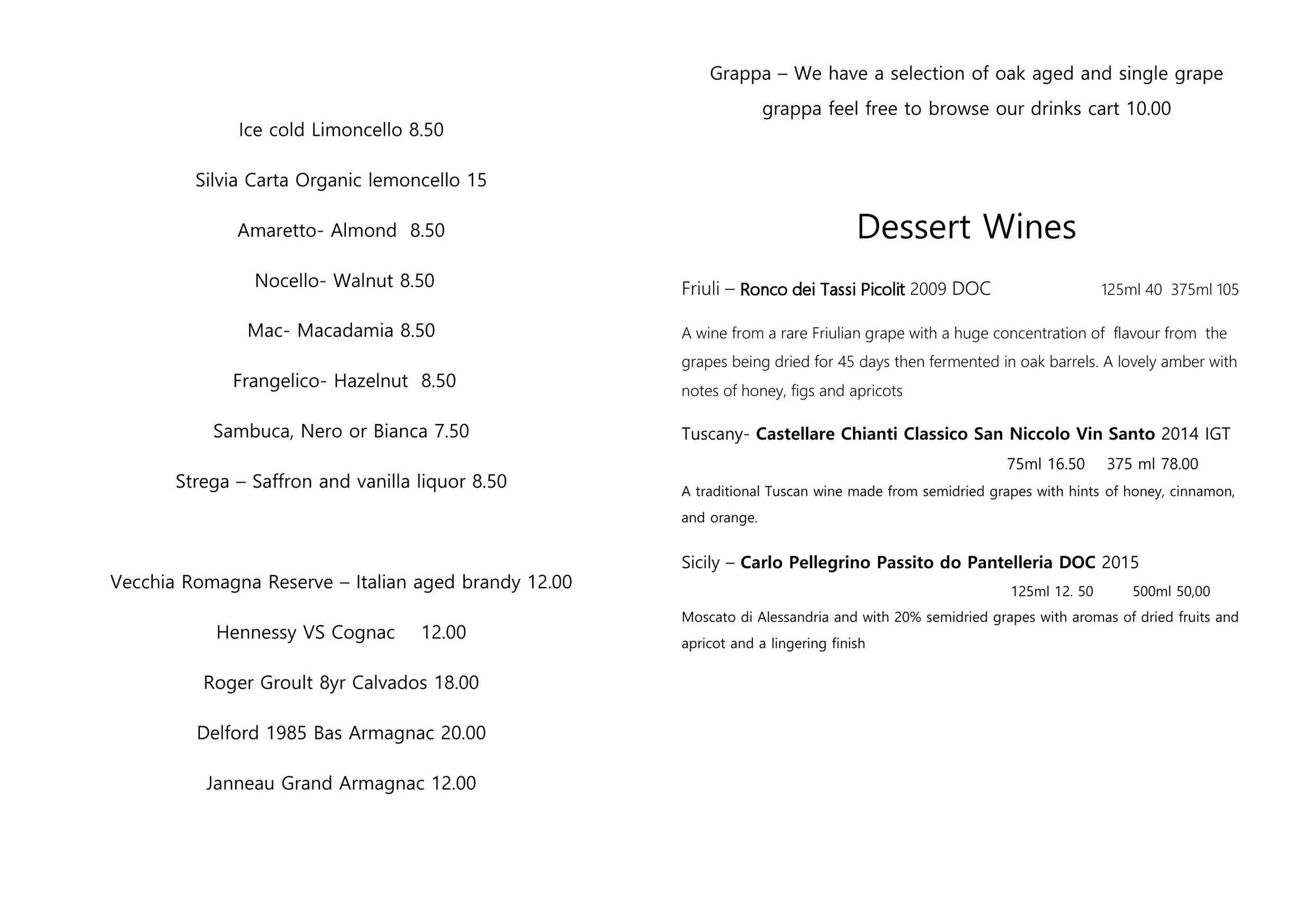 Caruggi menu, page 4