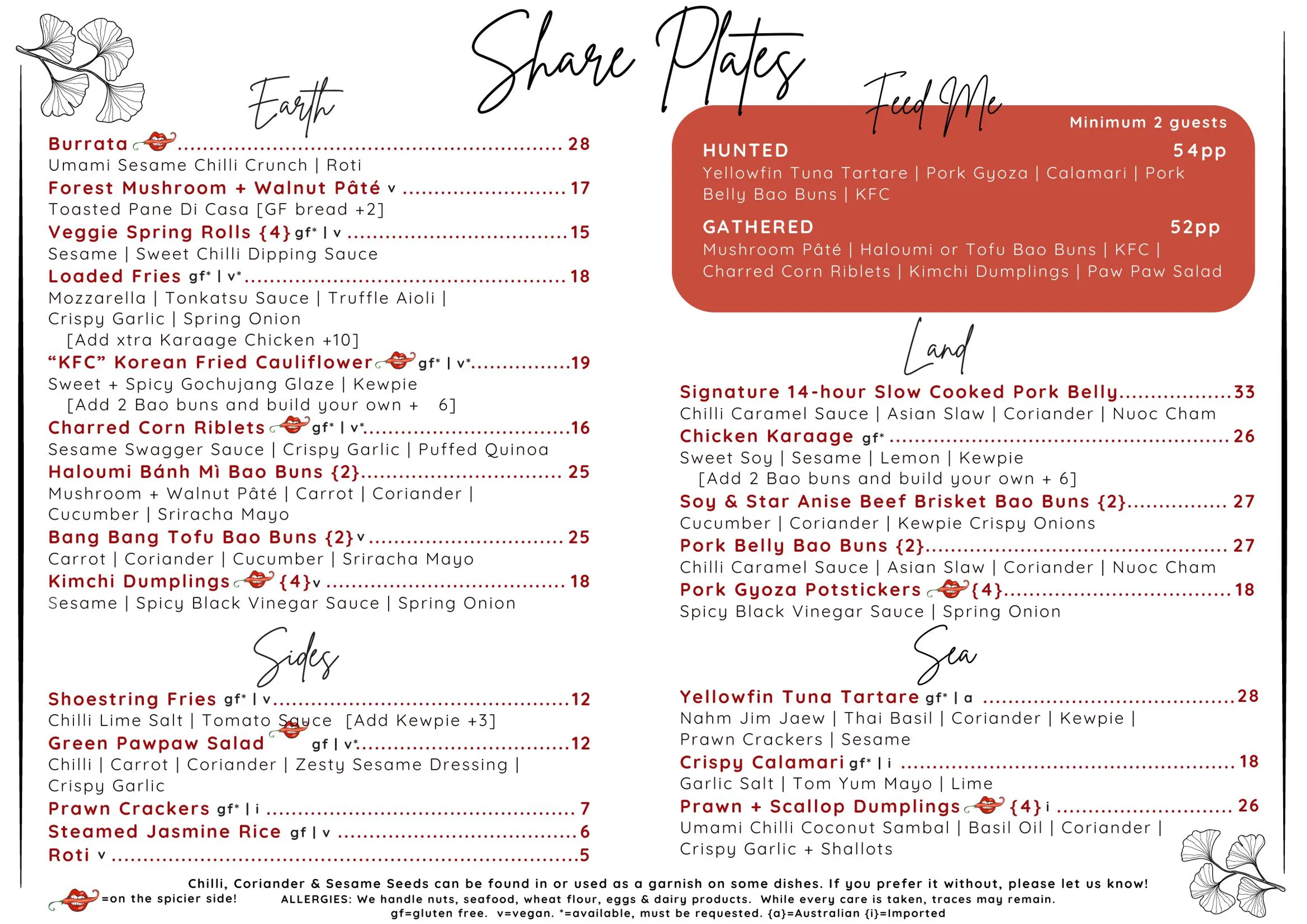 Miss Chief Bar & Eatery menu, page 1