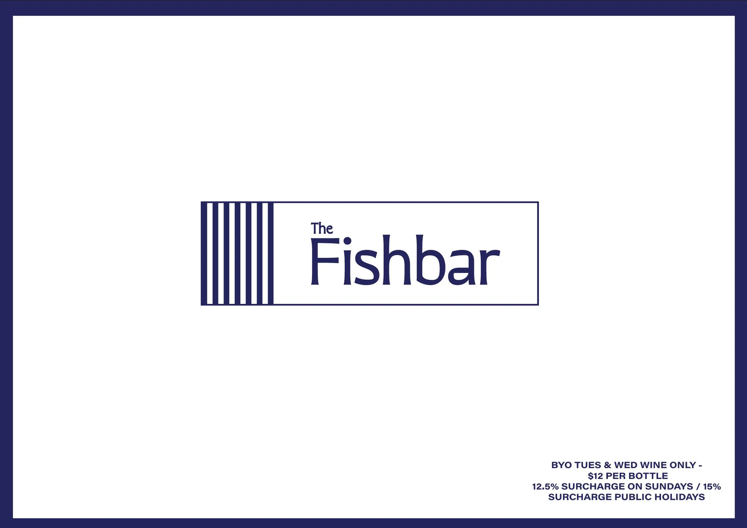 The Fish Bar menu, page 2