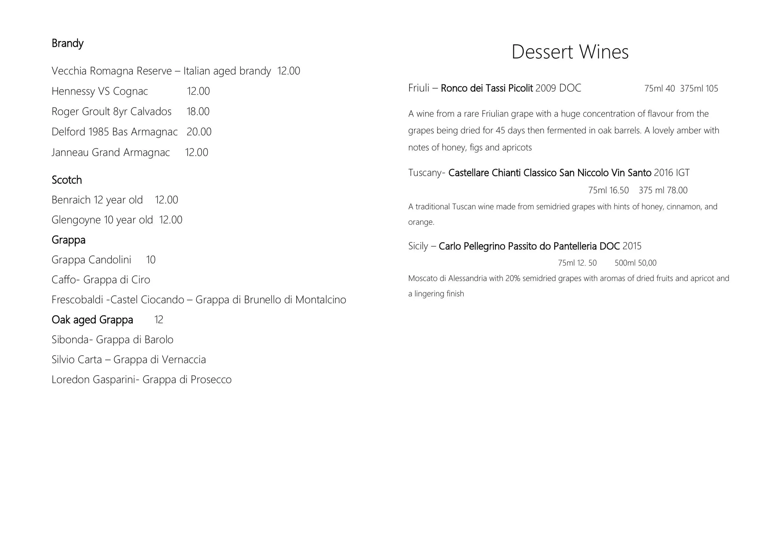 Caruggi menu, page 14