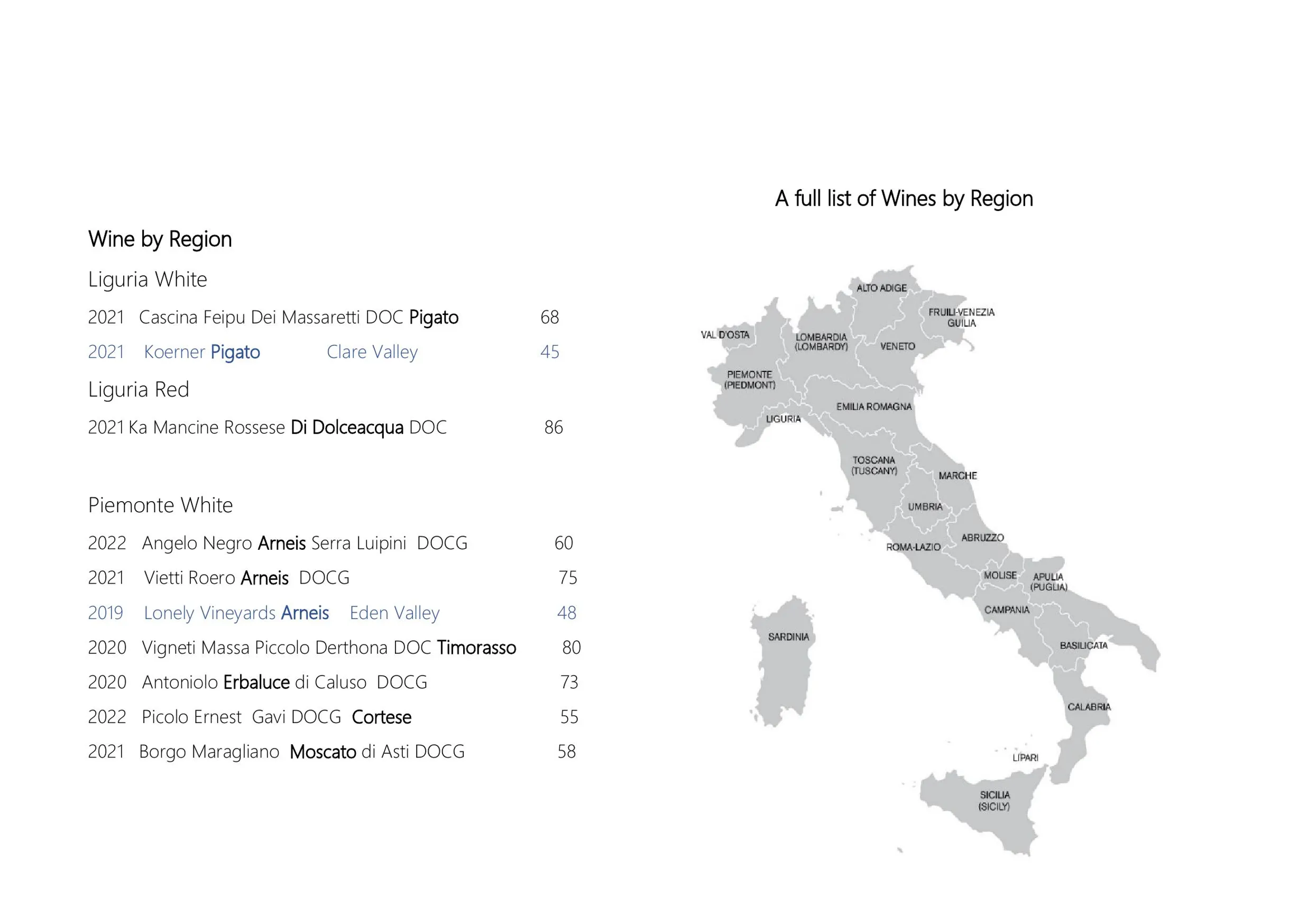 Caruggi menu, page 16
