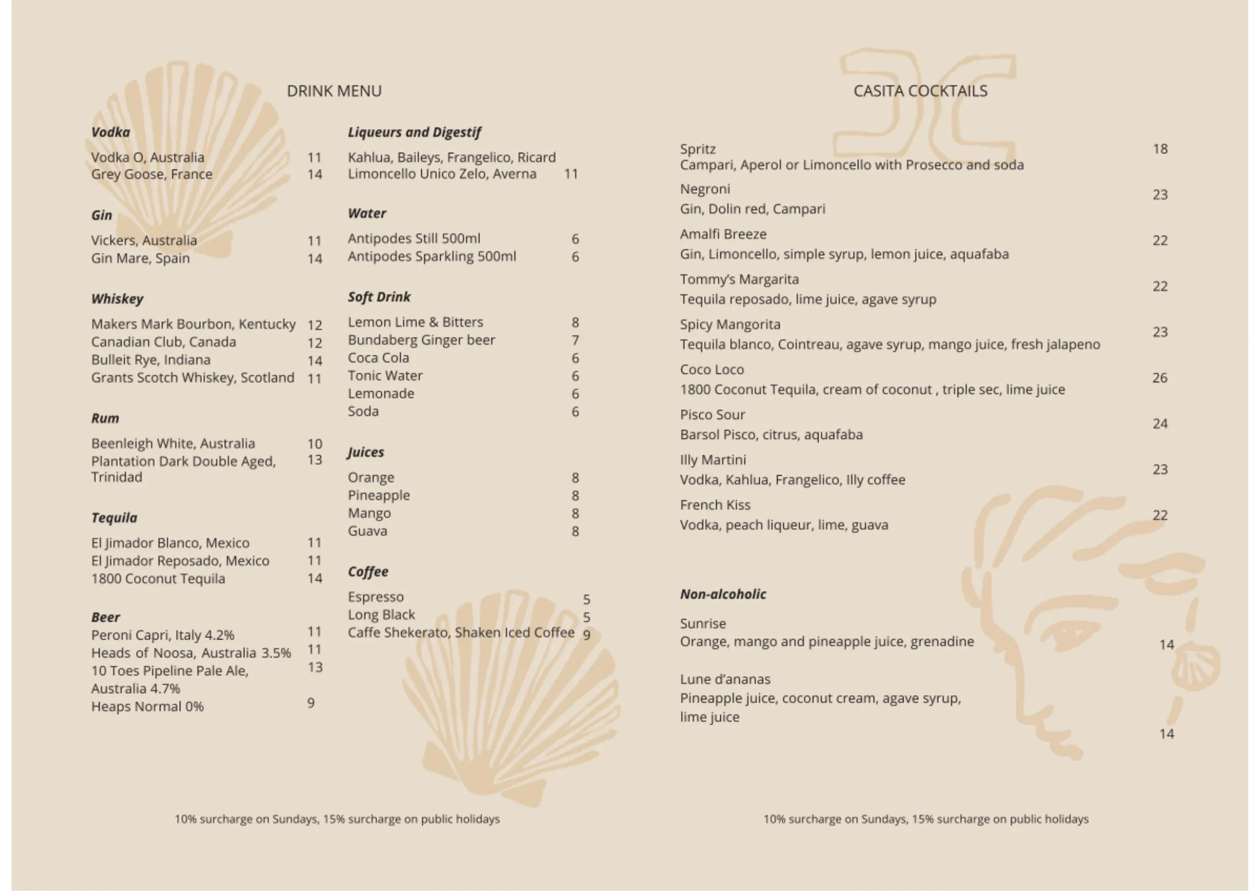 Casita Wine Bar menu, page 2