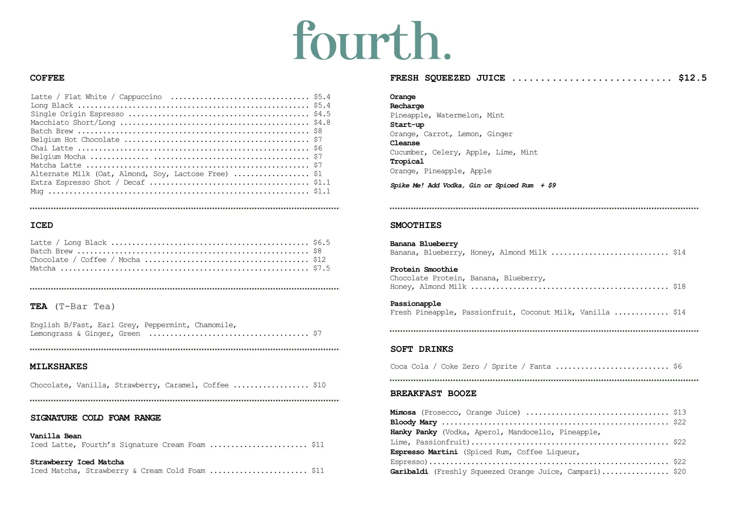 Fourth menu, page 1