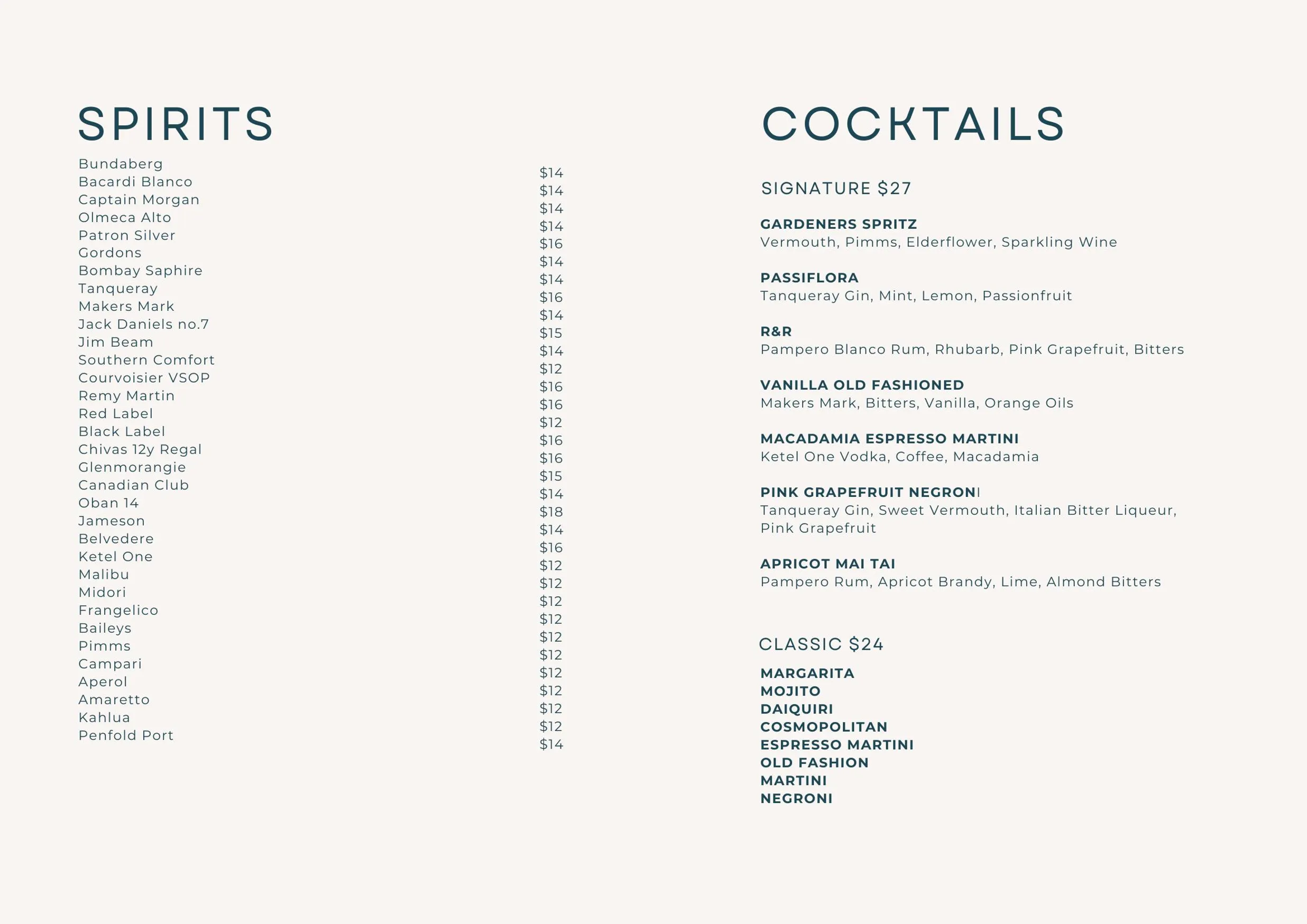 The Quartier menu, page 10