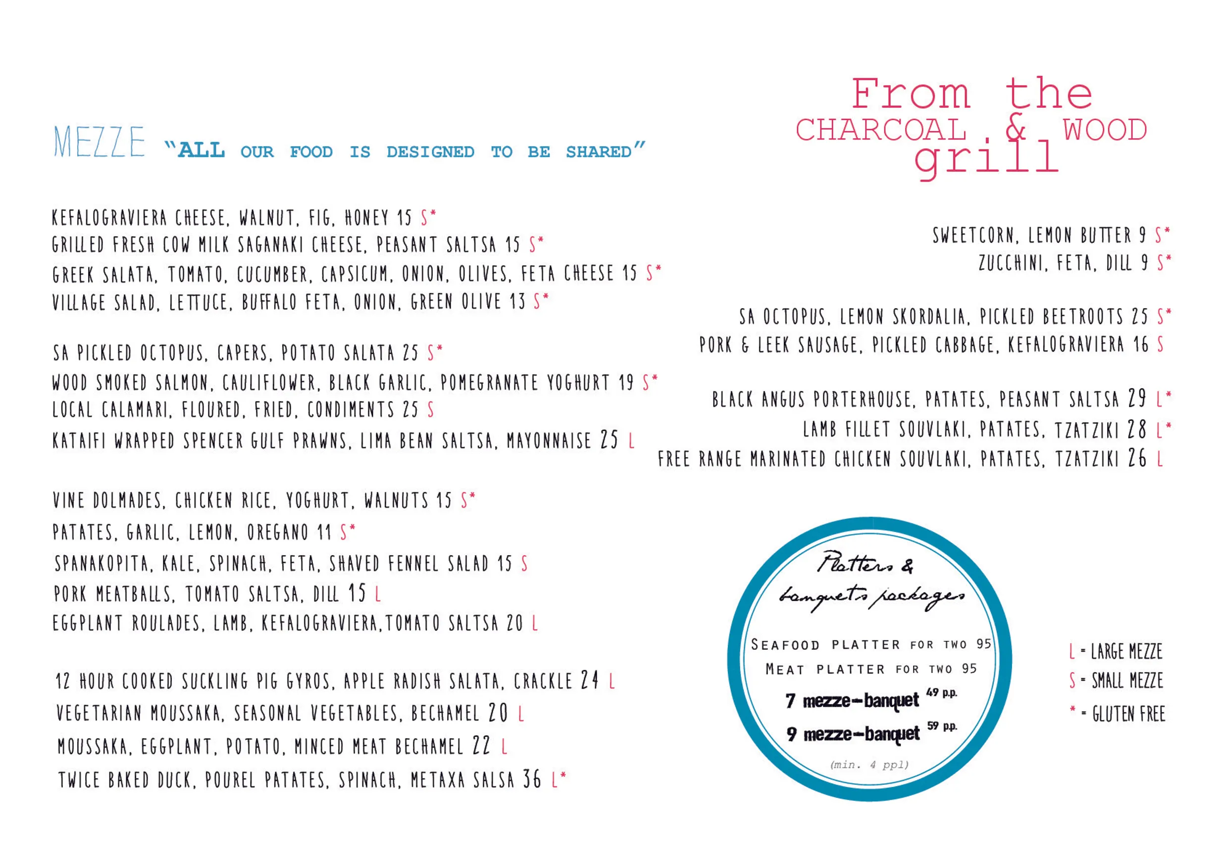 Zucca Greek Mezze menu, page 2