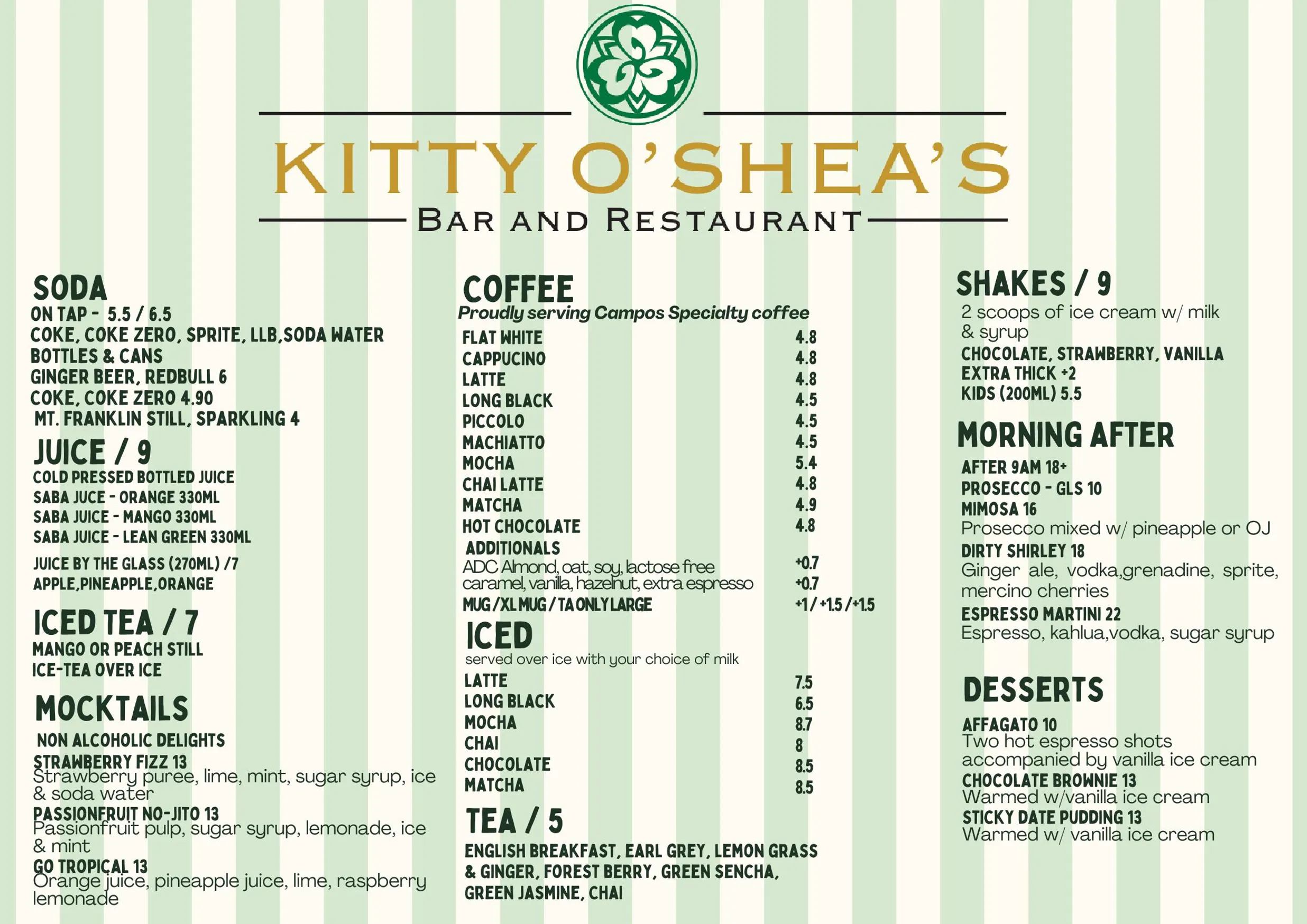 Kitty O'Shea's menu, page 4