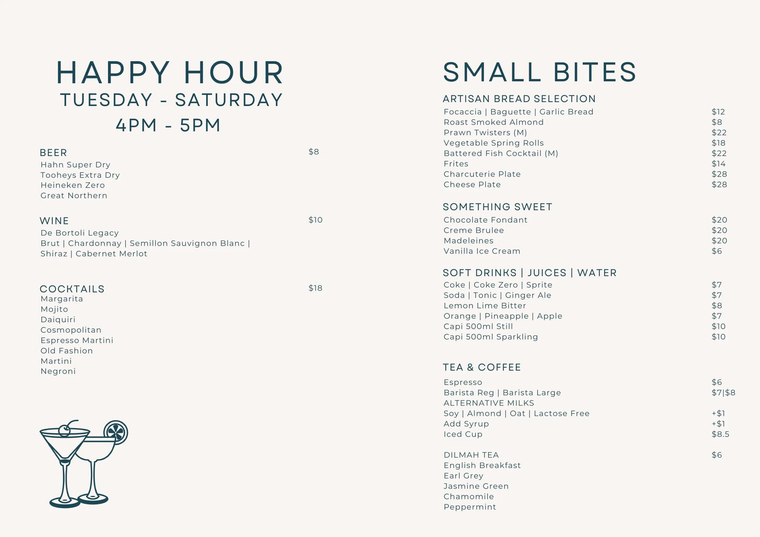 The Quartier menu, page 8