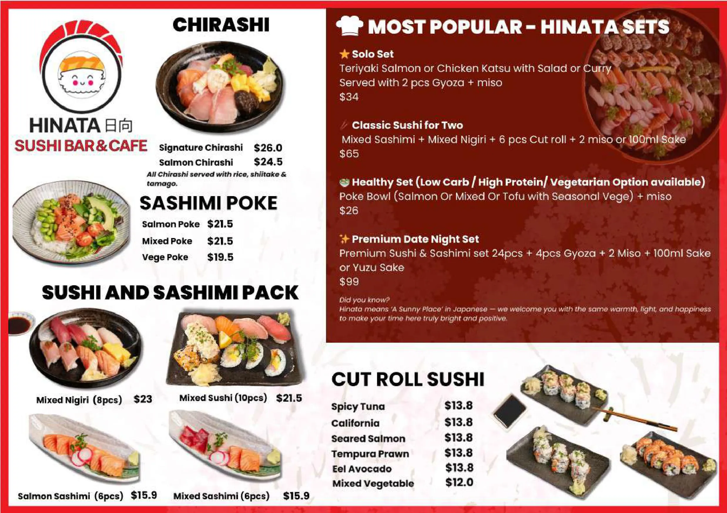 Hinata Sushi menu, page 1