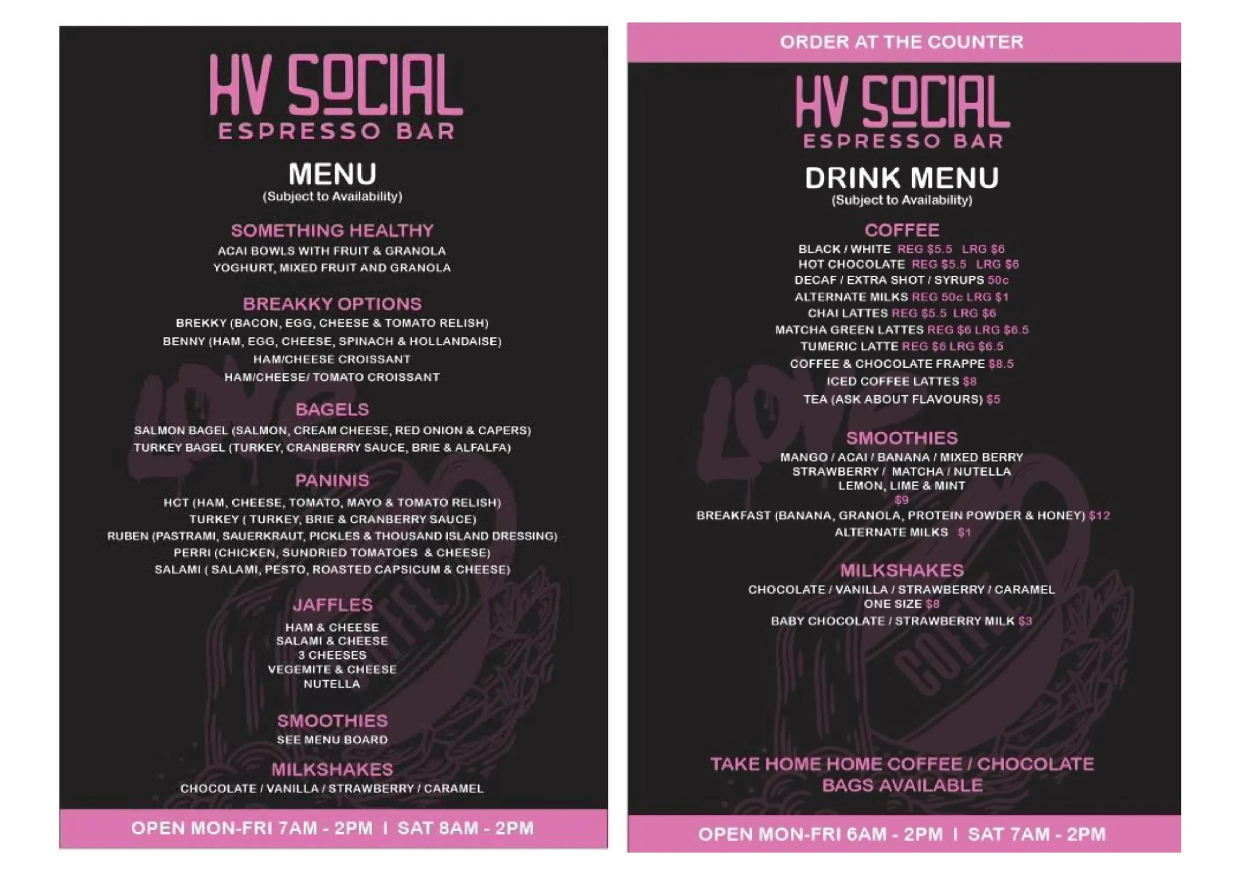 HV Social menu, page 1