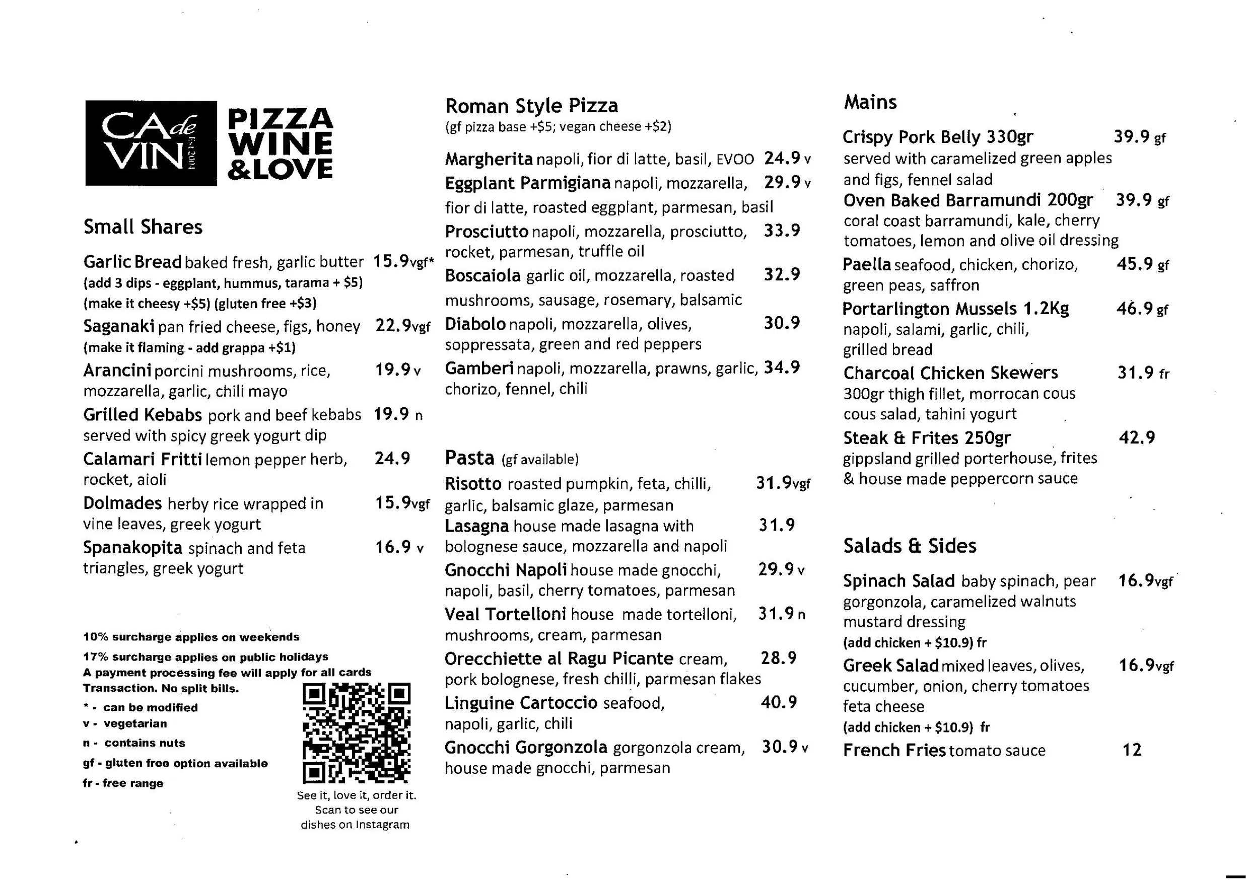 Ca de Vin menu, page 2