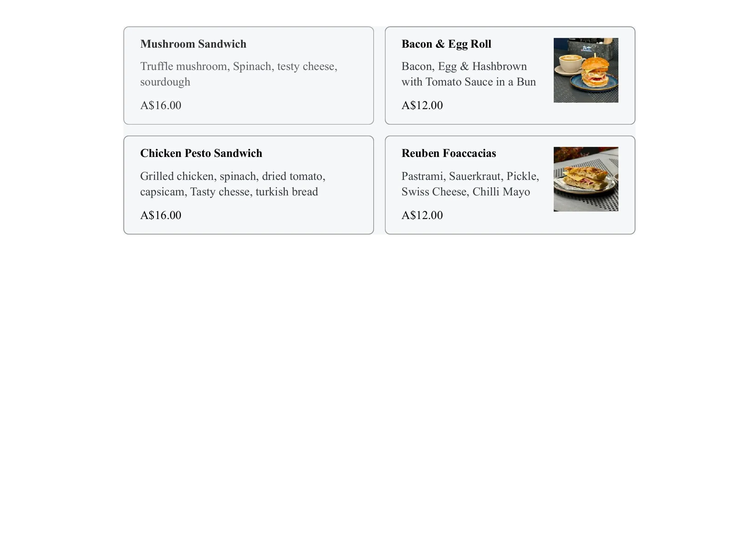 96 Cafe & Eatery menu, page 5