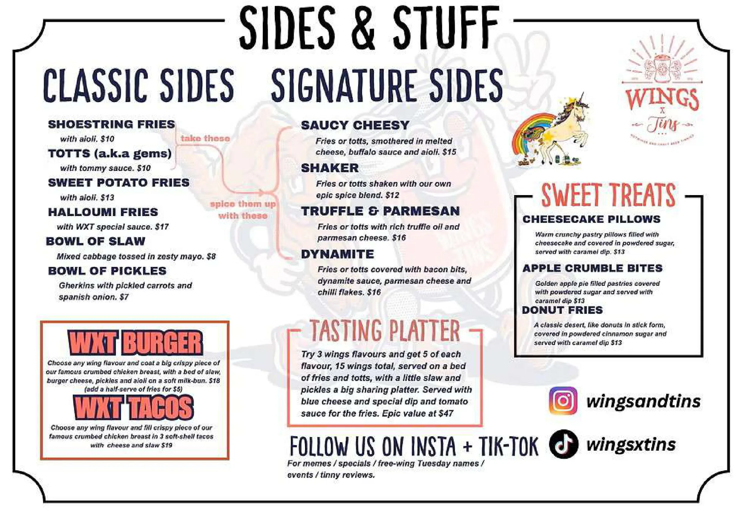 Wings and Tins Dee Why menu, page 2