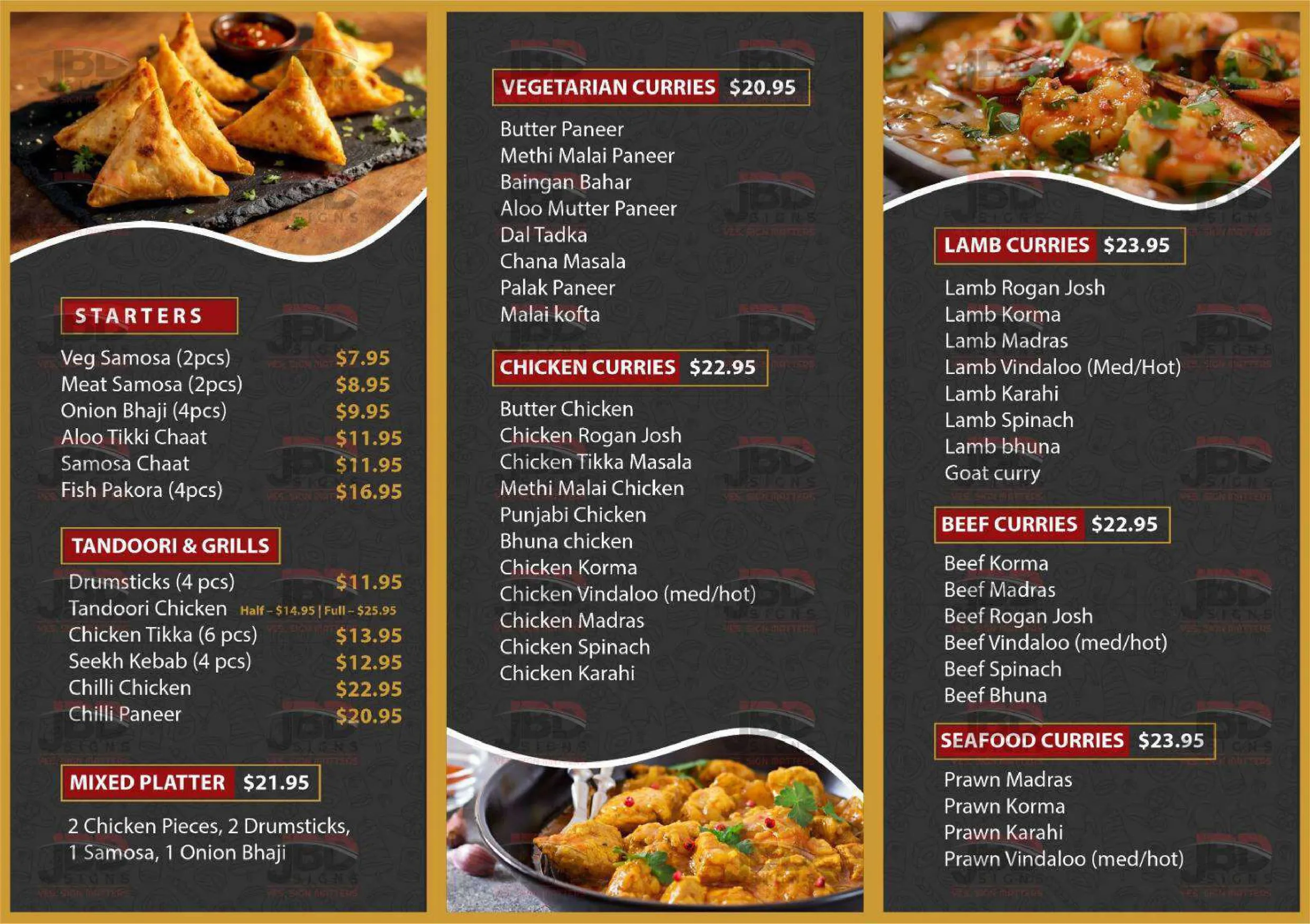 Doaba Curry Club menu, page 1