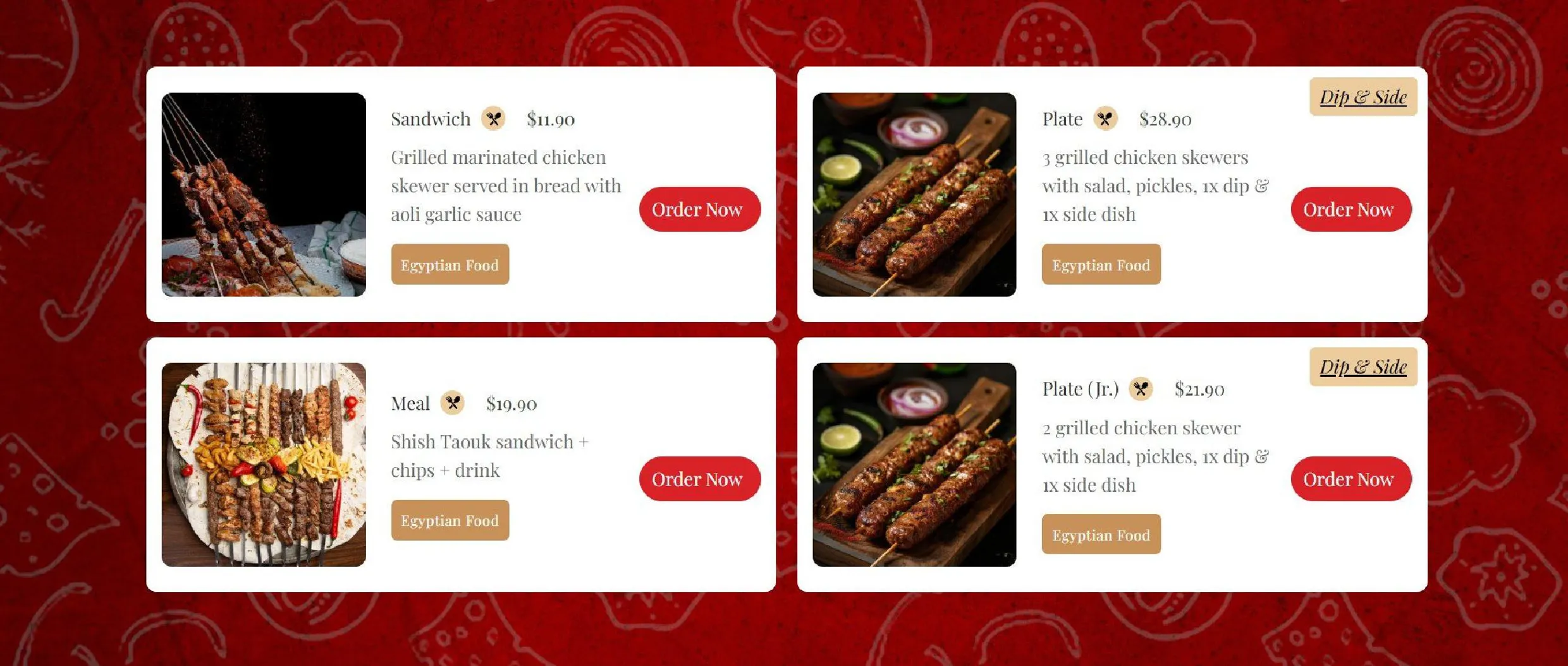 King Tut menu, page 4
