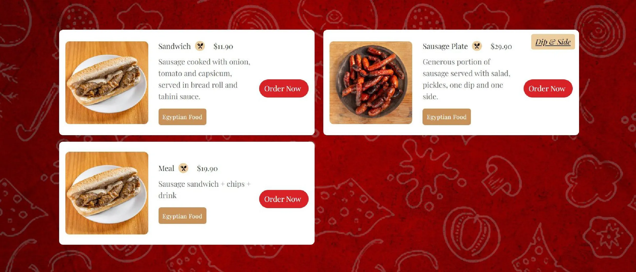King Tut menu, page 7