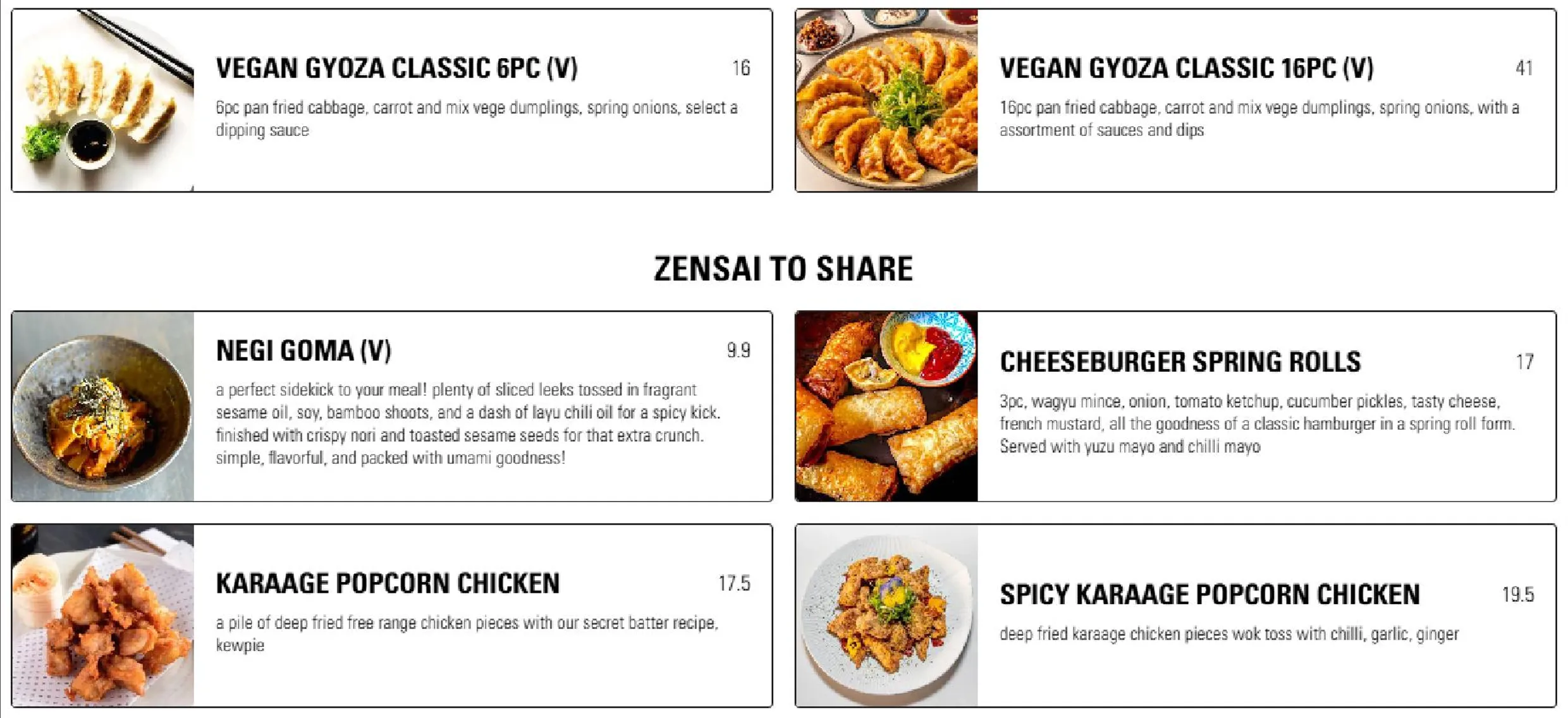 Shizuku Ramen menu, page 5