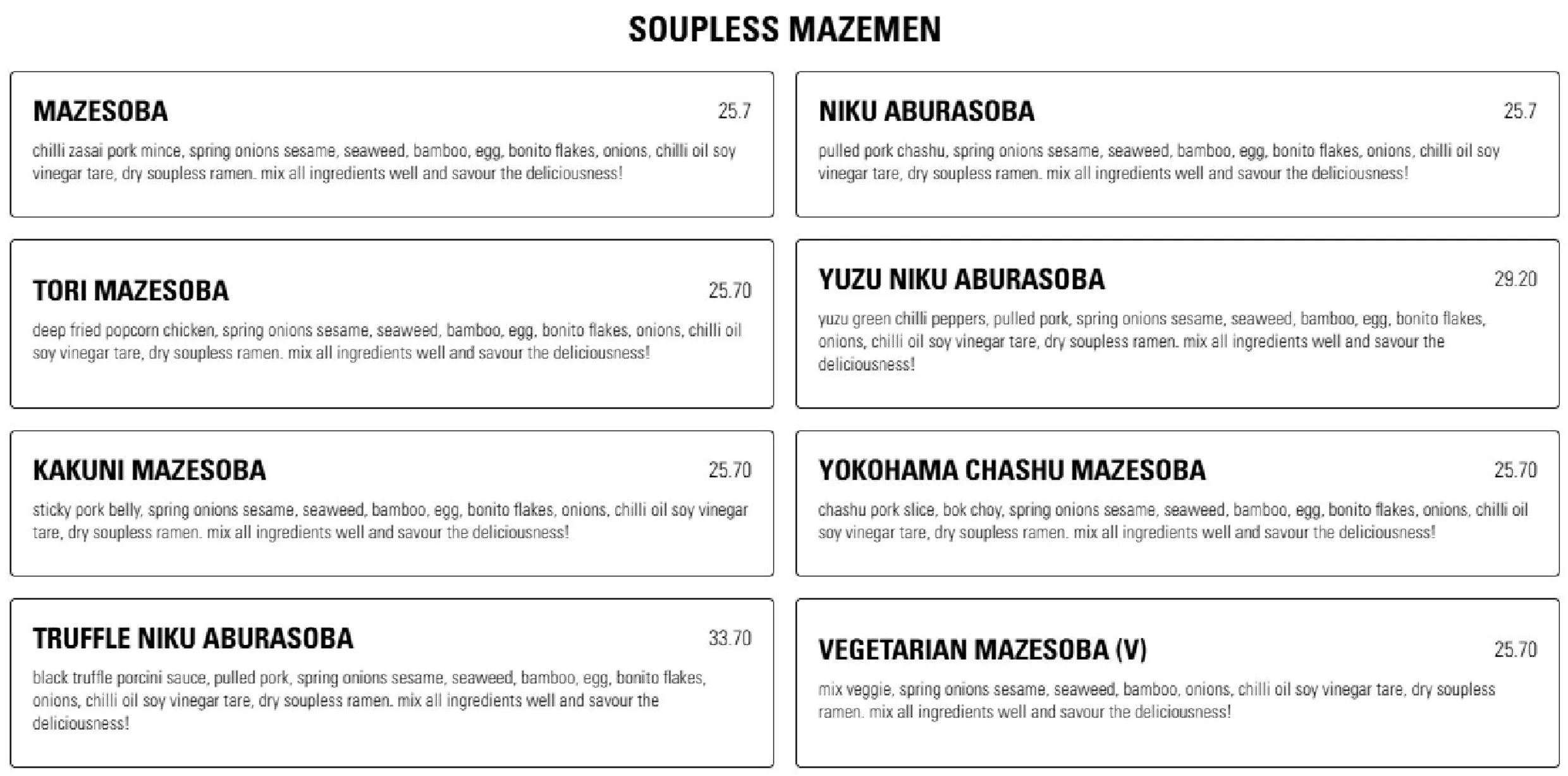 Shizuku Ramen menu, page 11