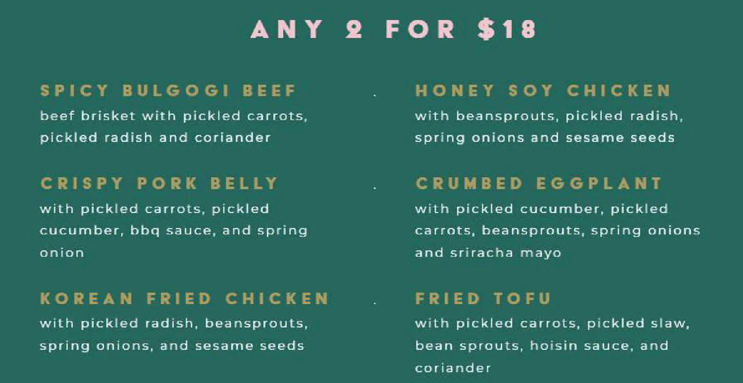 Boodle Beasley menu, page 3