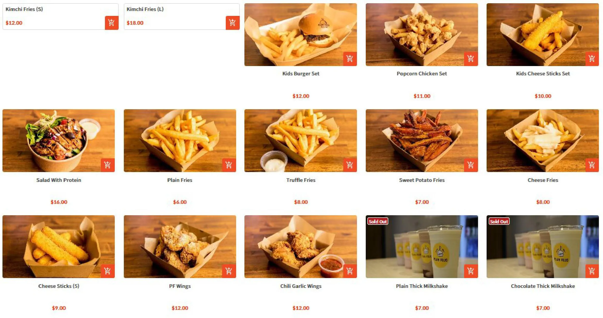 Plain Folks menu, page 2