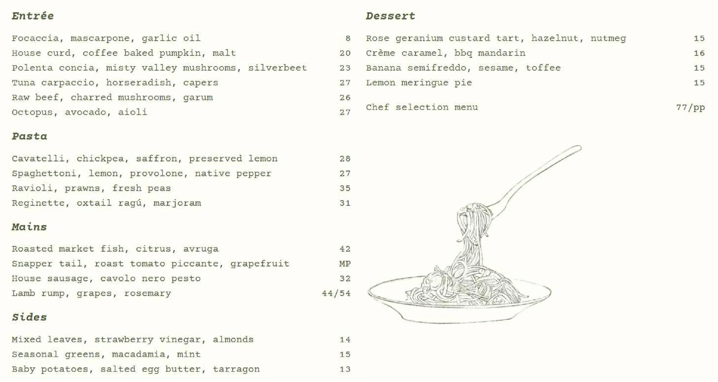 Avia menu, page 1