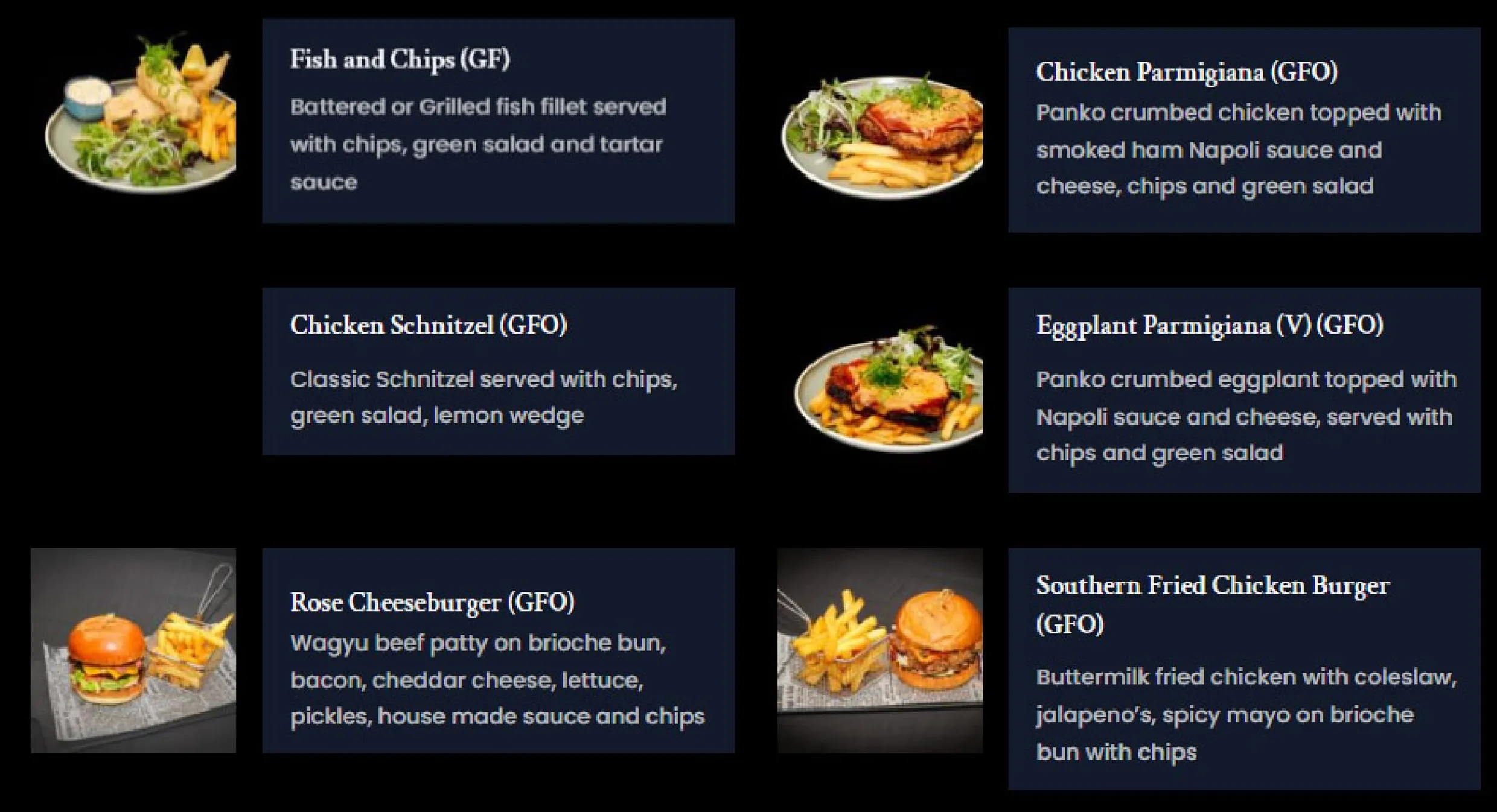 Rose of Australia menu, page 2