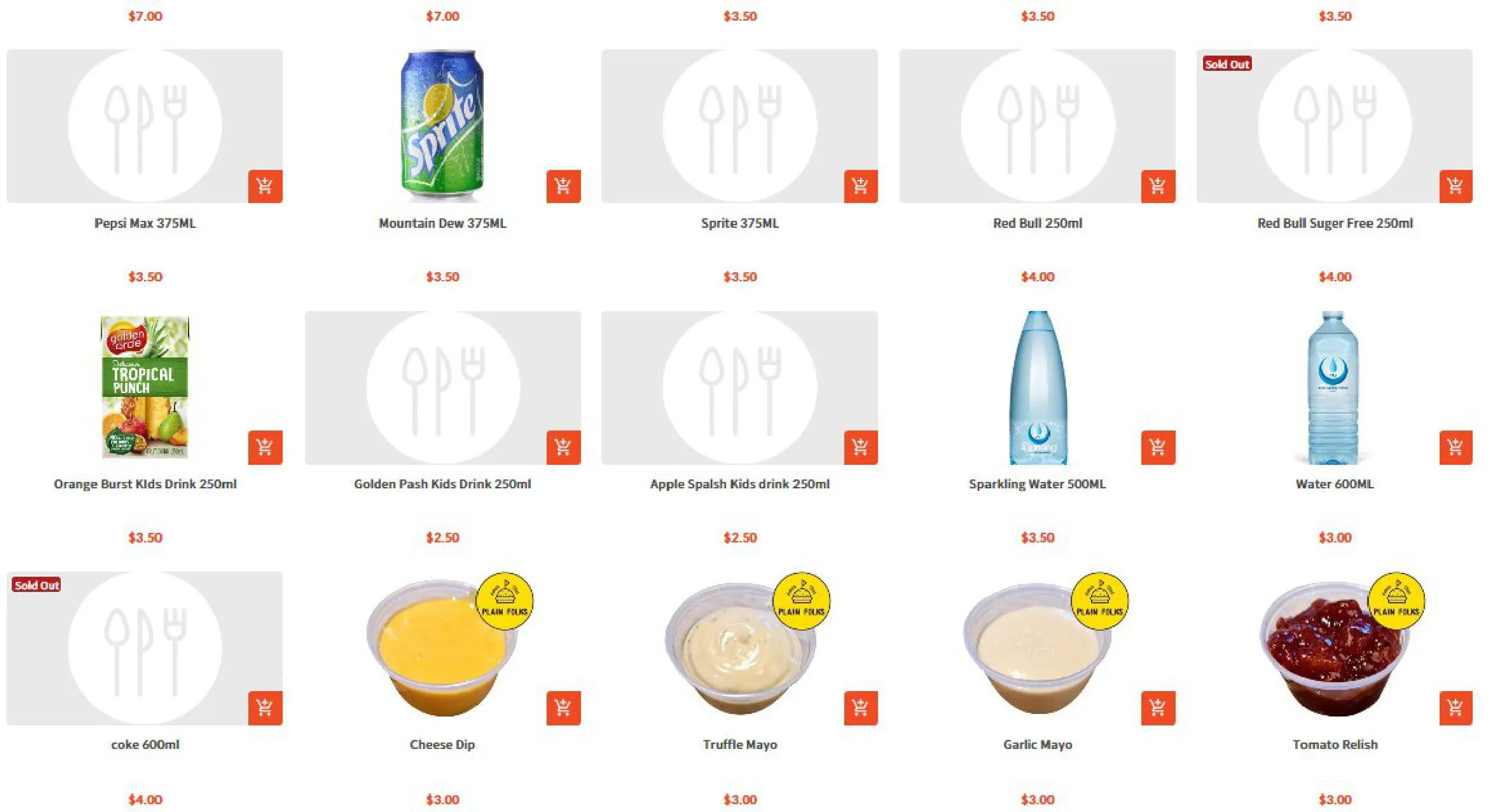 Plain Folks menu, page 3