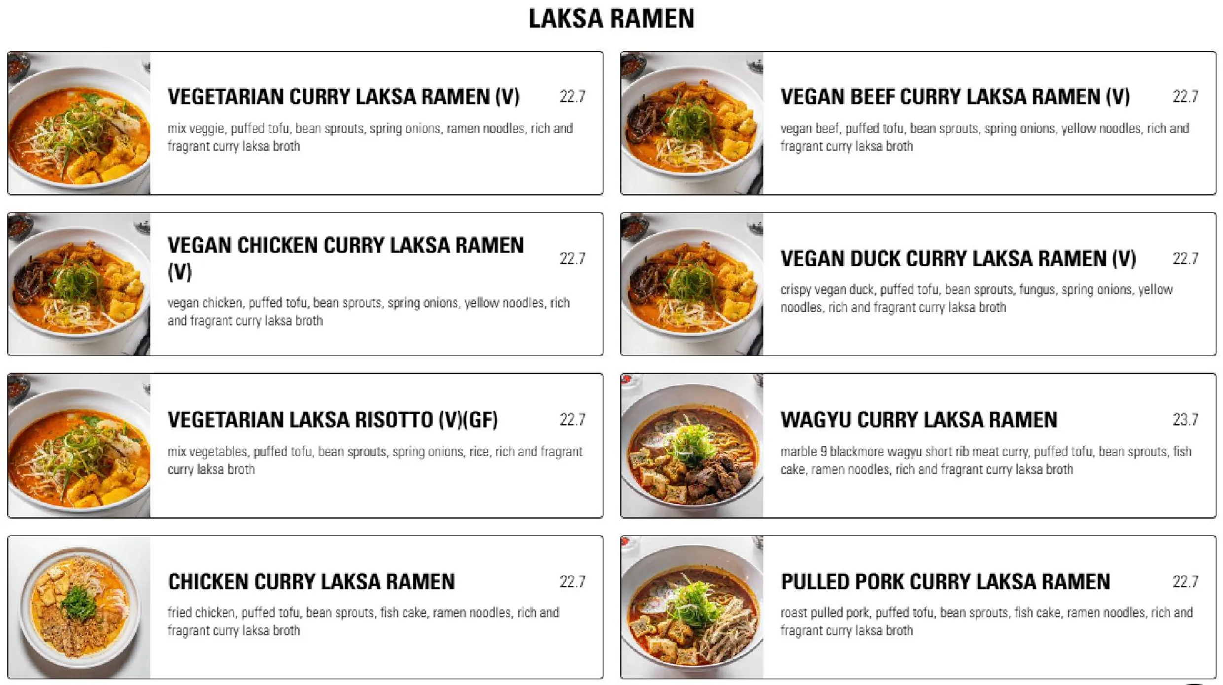 Shizuku Ramen menu, page 10