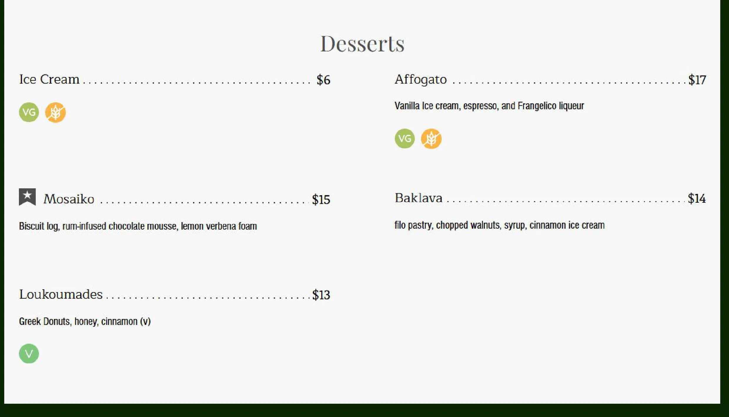 Danté menu, page 4