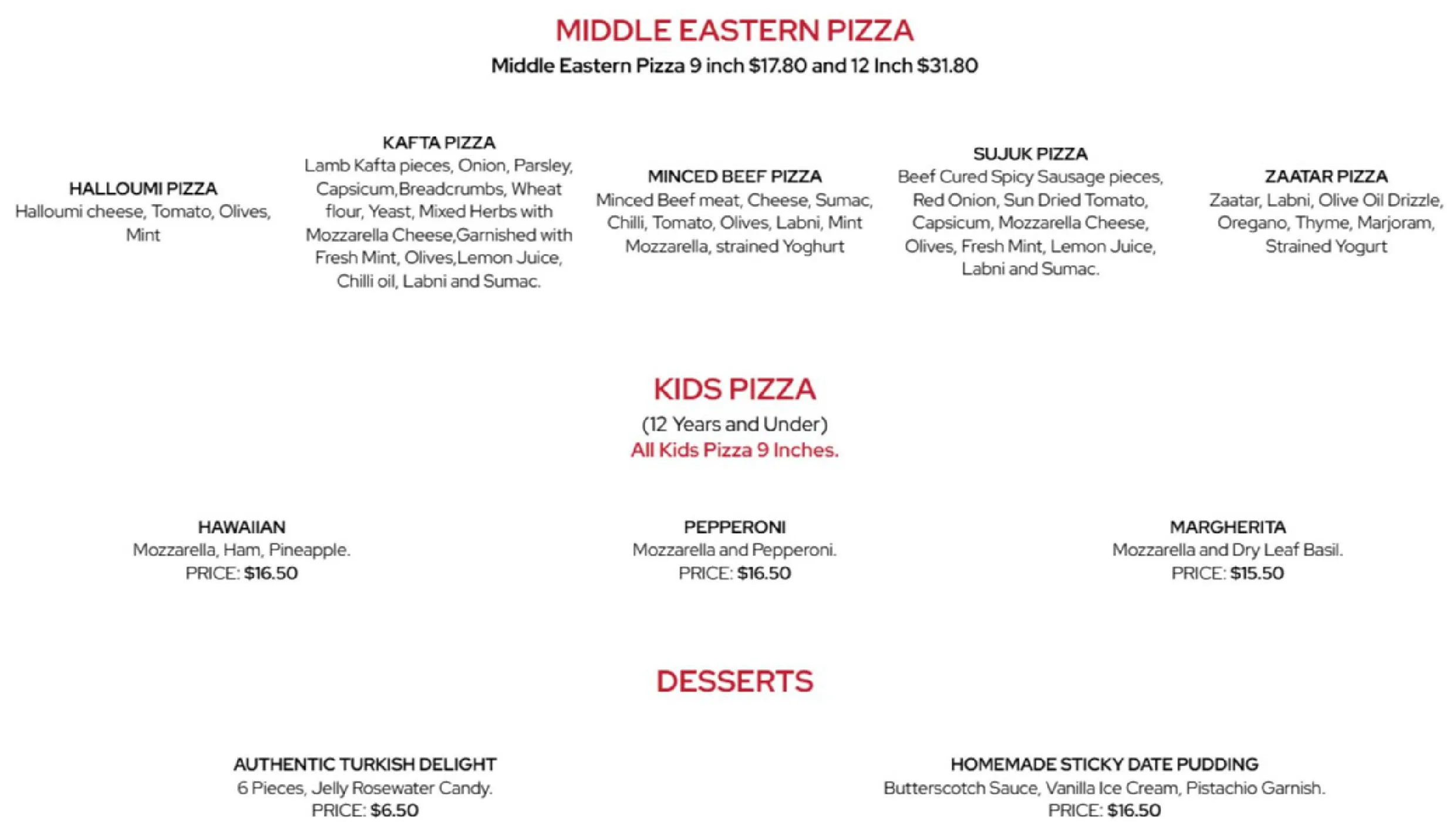 Killarney Pizza Tapas Wine Bar menu, page 3