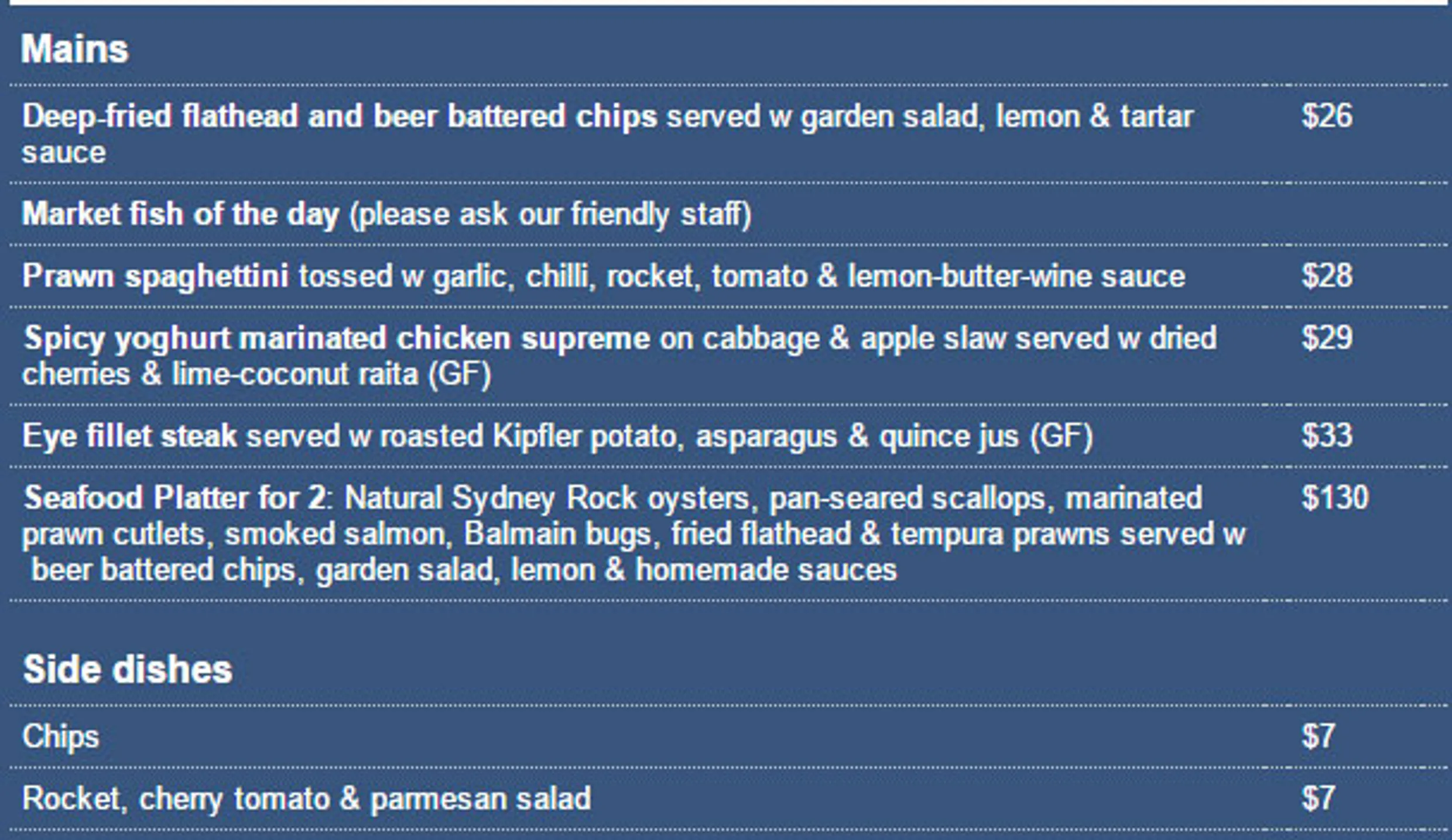 Plonk Beach Cafe menu, page 5