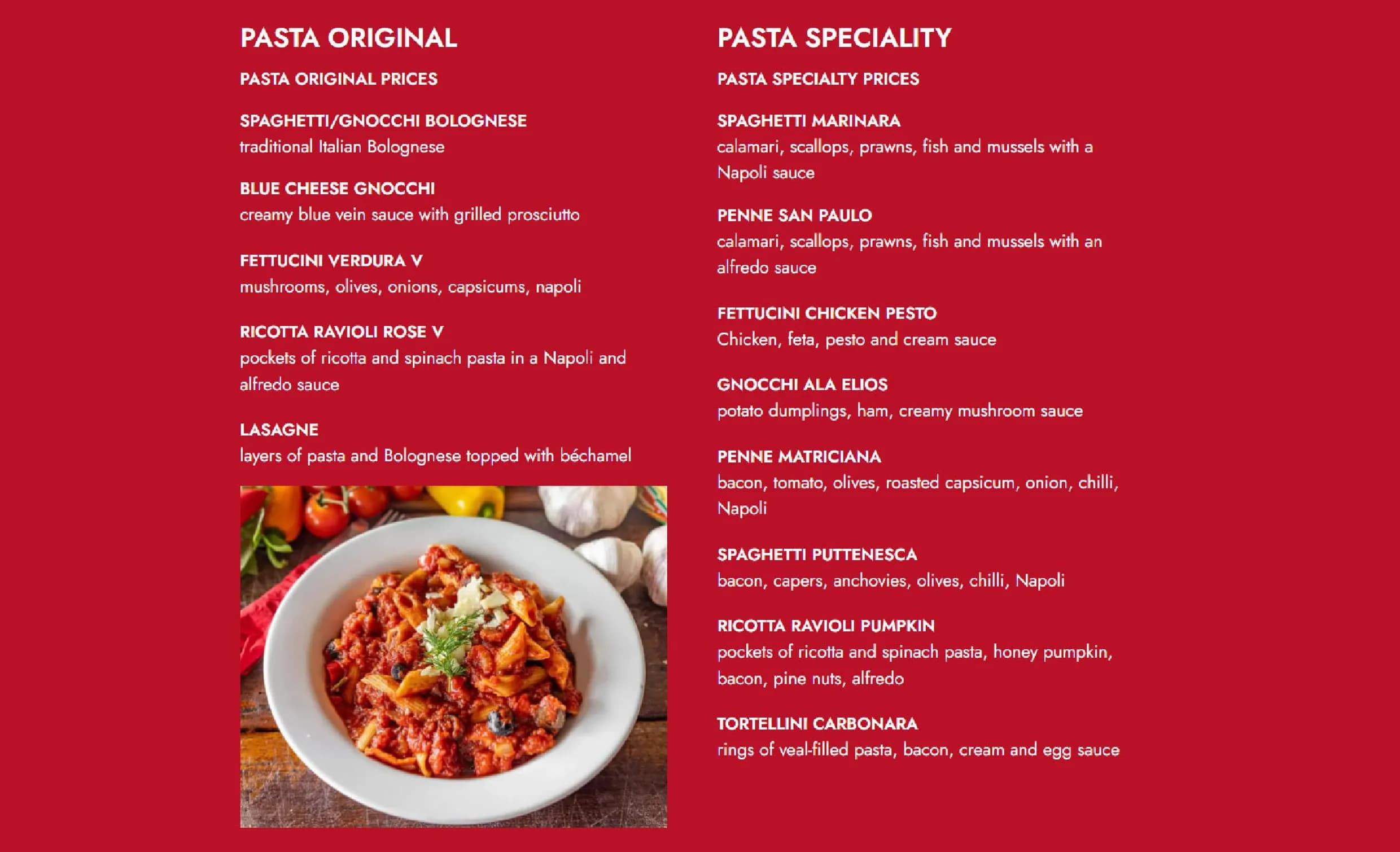 Elio’s Osteria menu, page 2