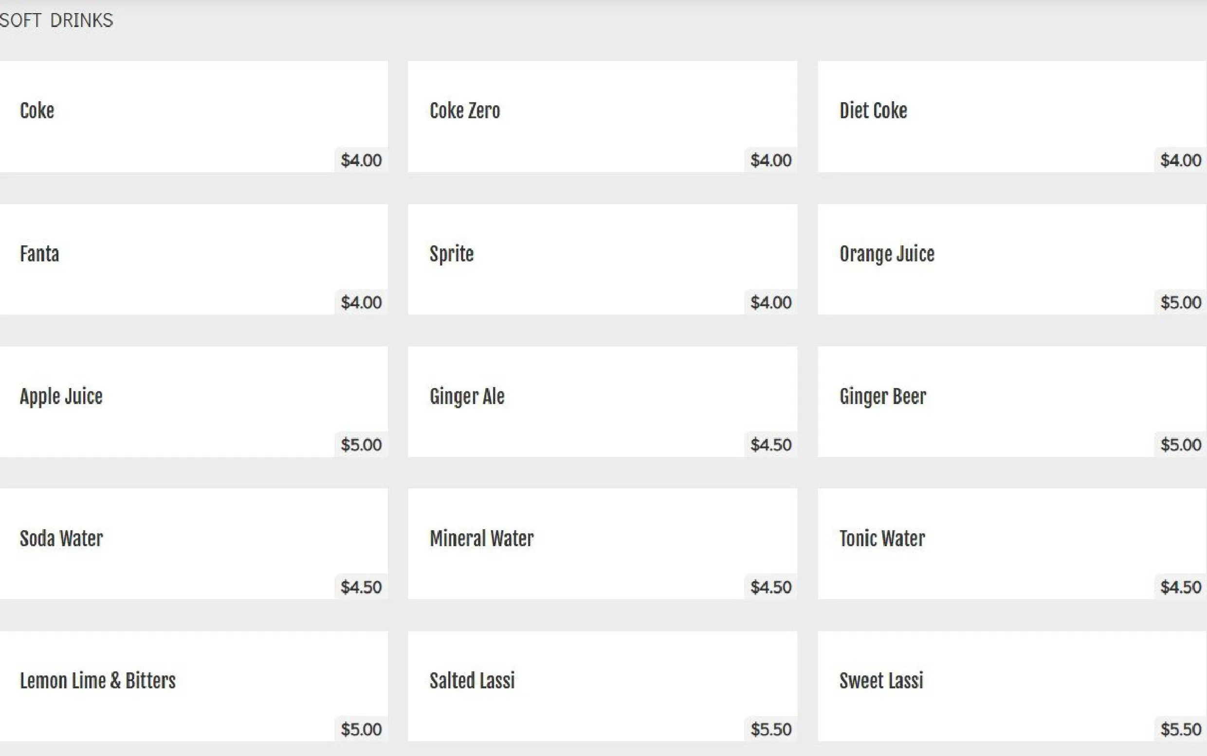 Indian Hut menu, page 14