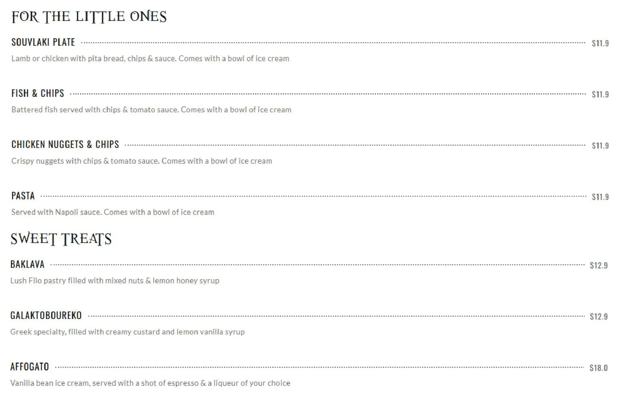 On Fire Broadbeach Greek Taverna menu, page 3