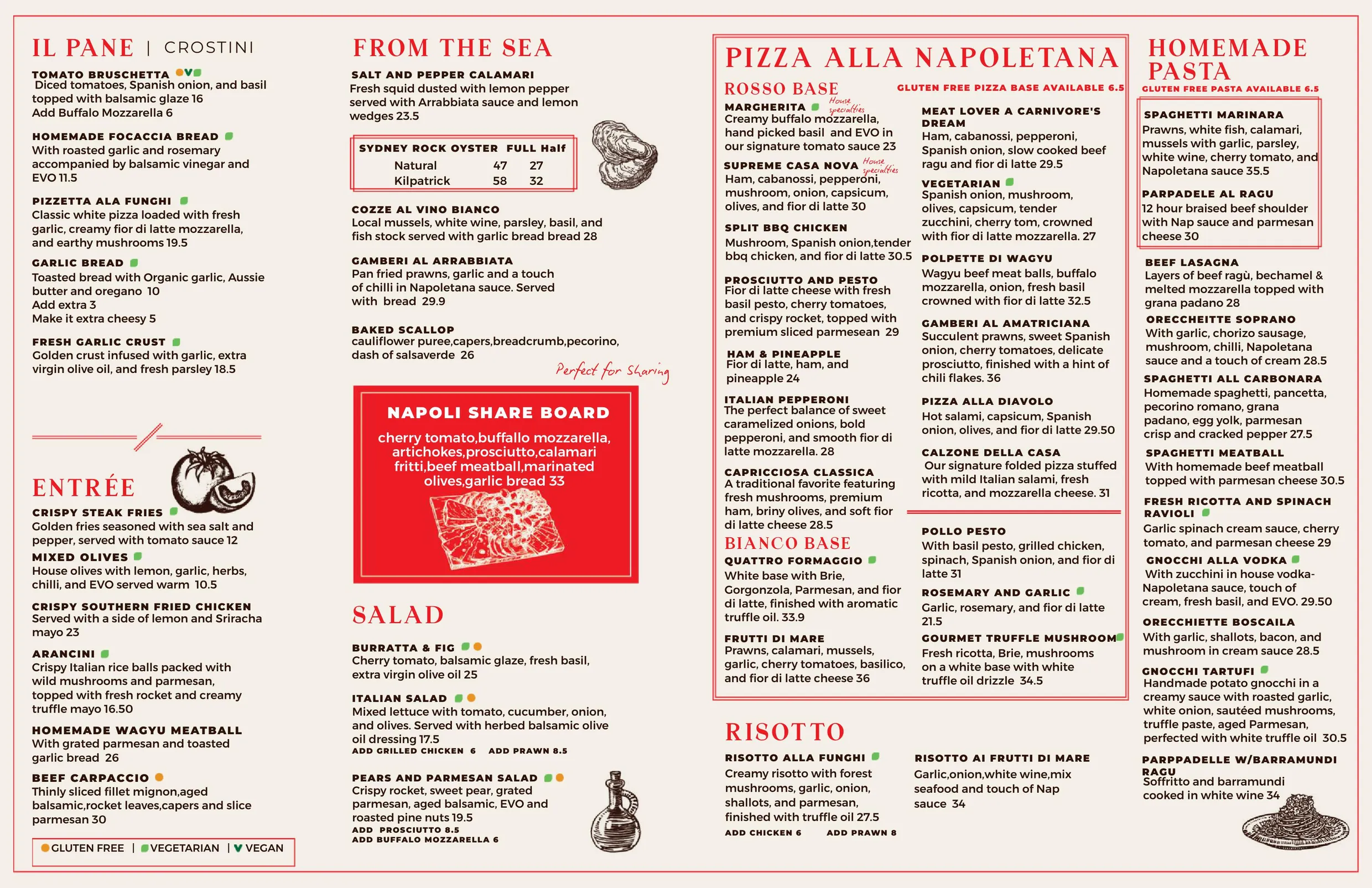 Casa Nova Italiano menu, page 1