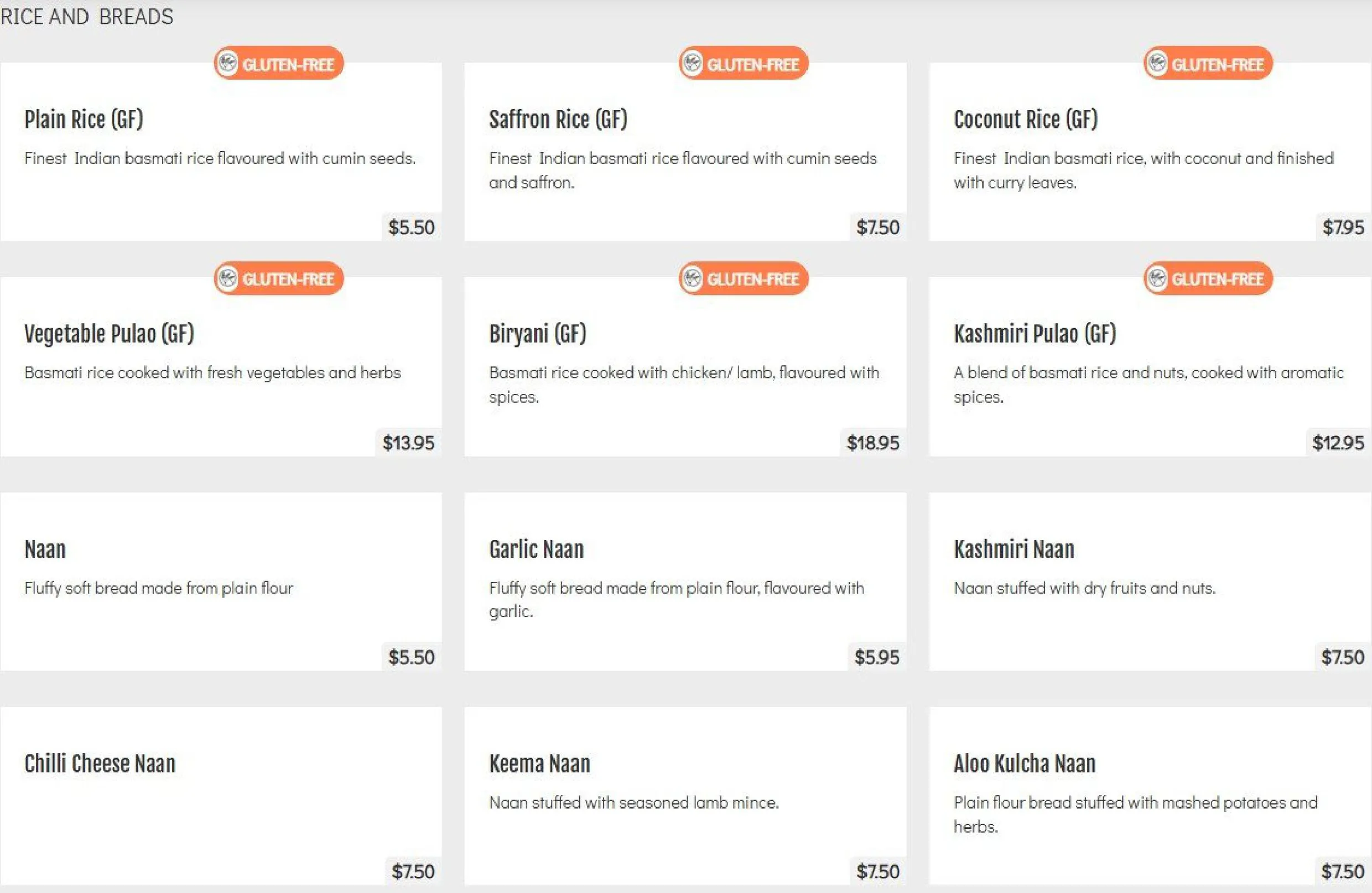Indian Hut menu, page 10