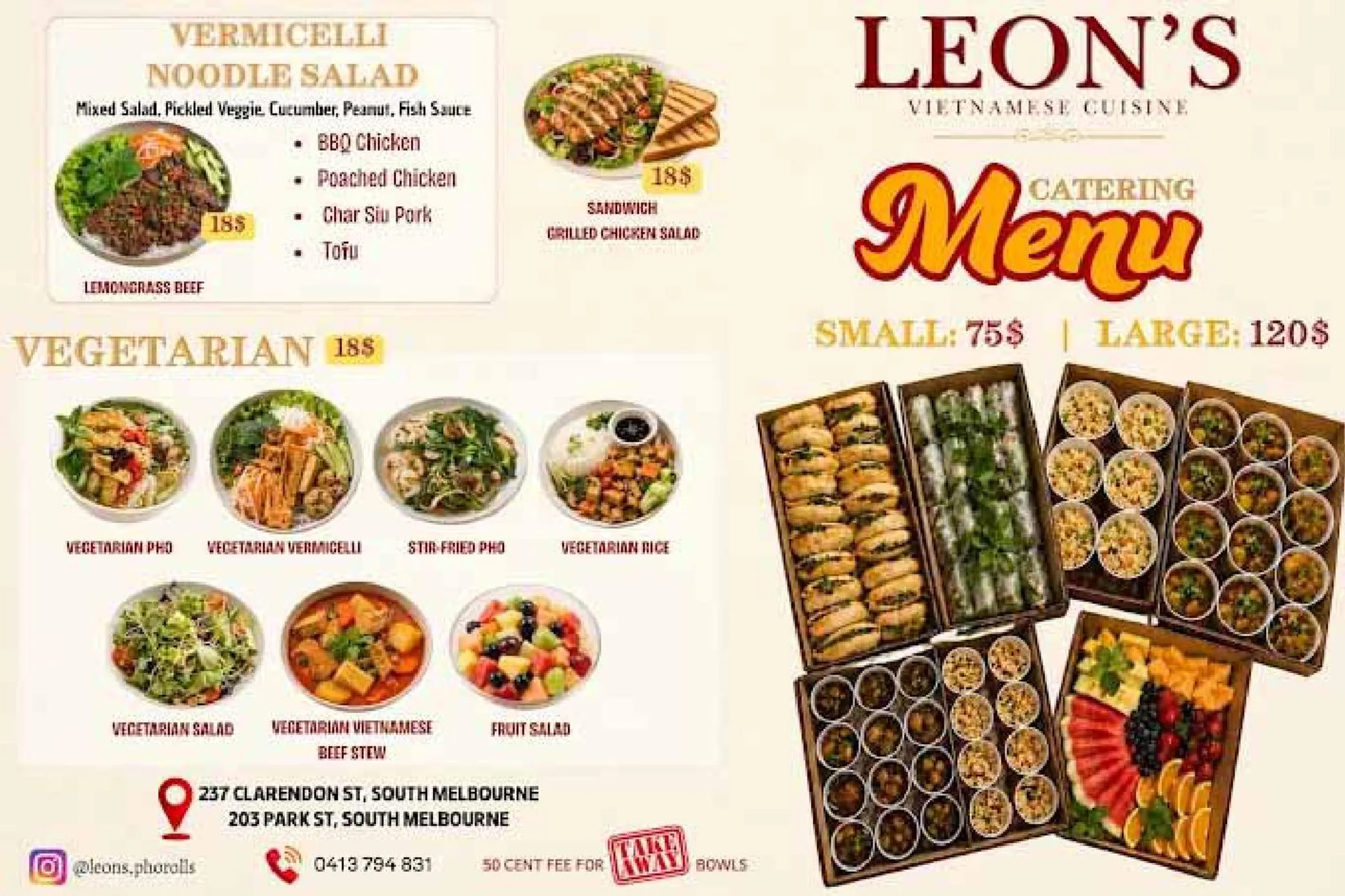 Leon's Pho and Roll menu, page 2
