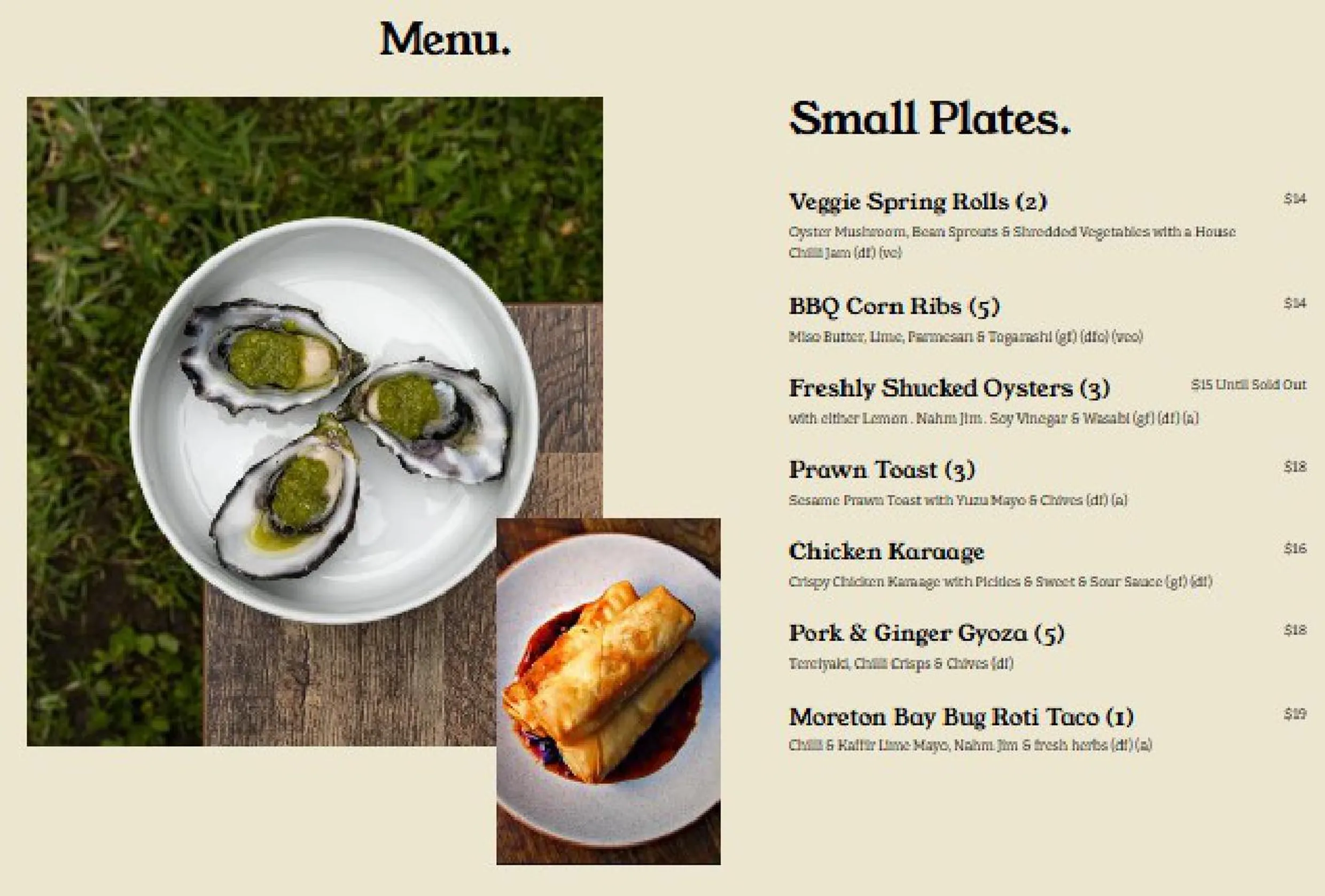 Crackerjack menu, page 1