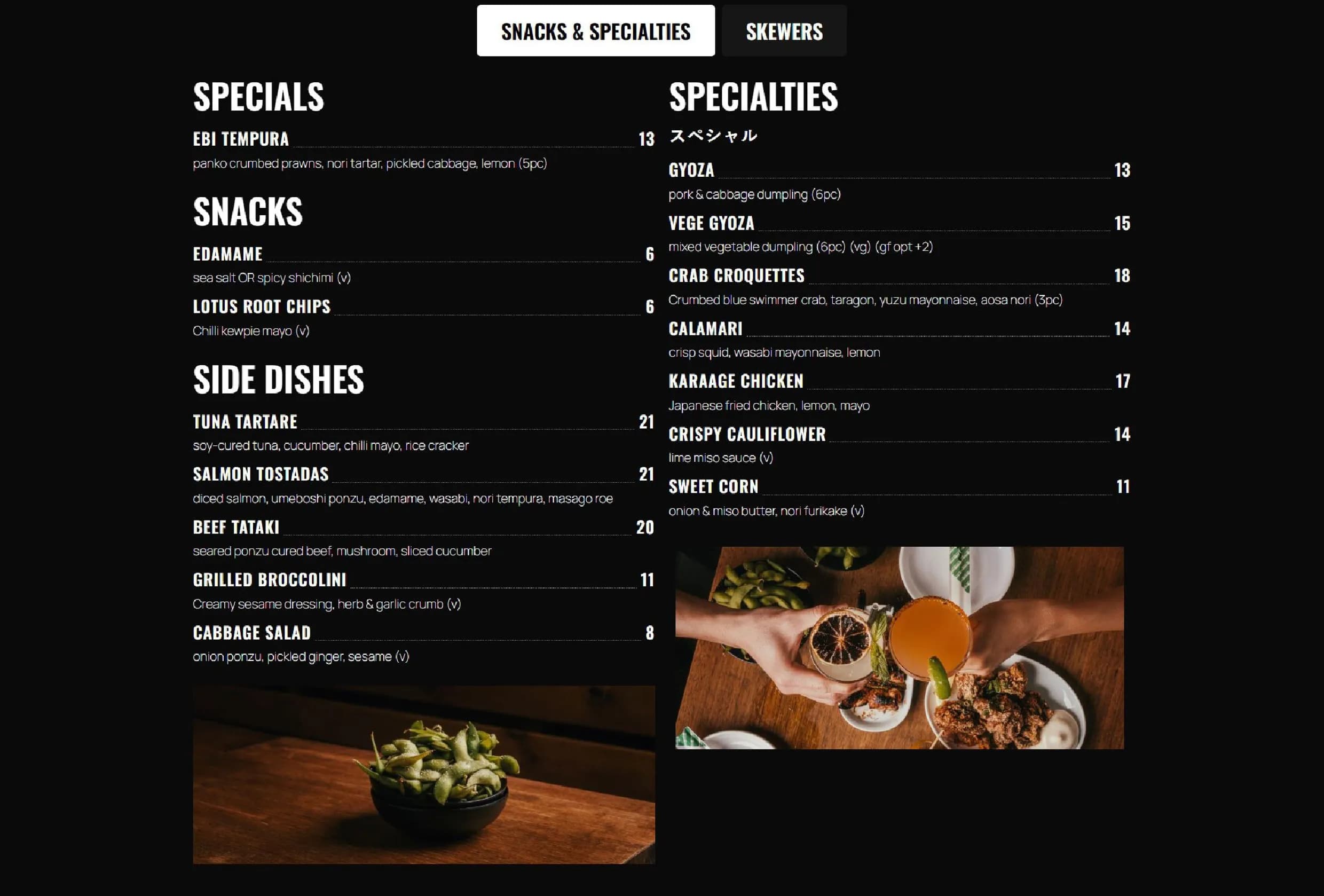Tokyo Bird menu, page 2