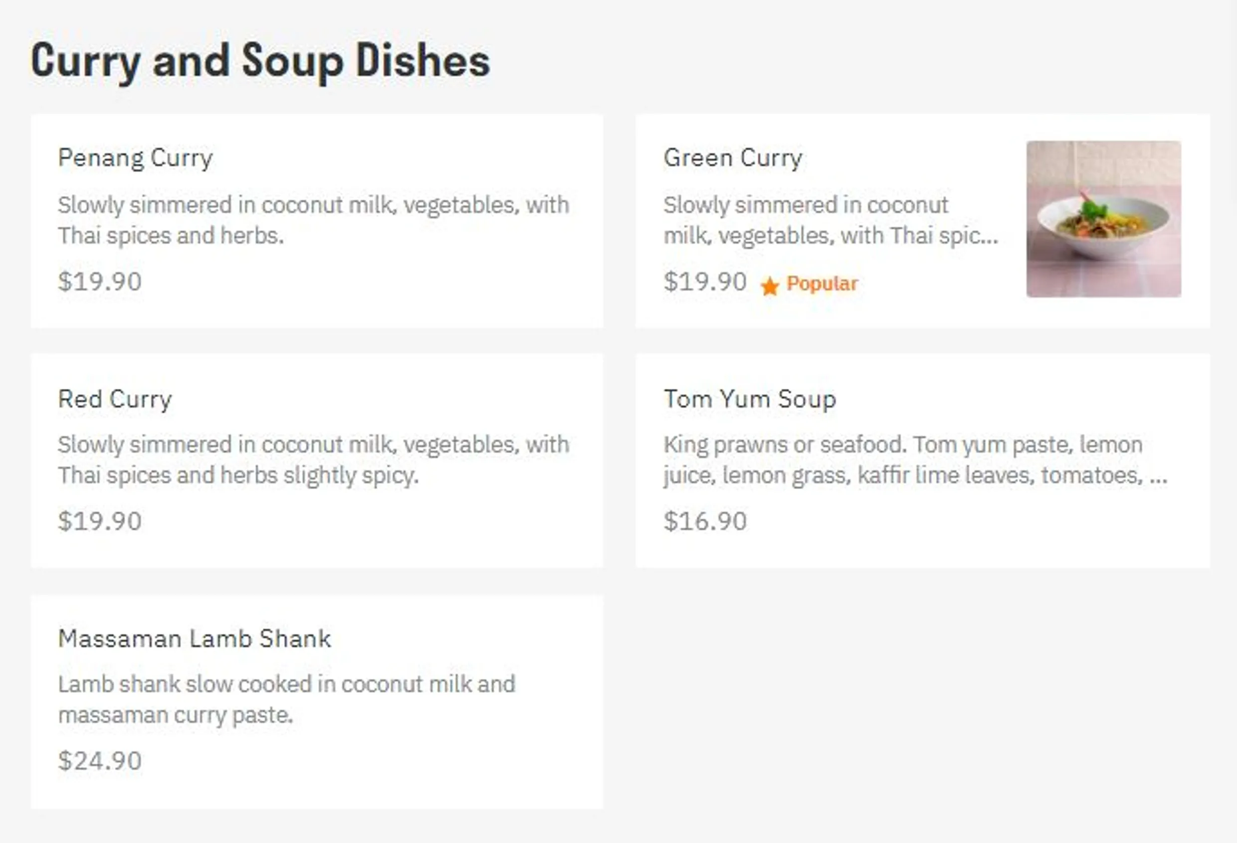 The Royal Thai Restaurant menu, page 1
