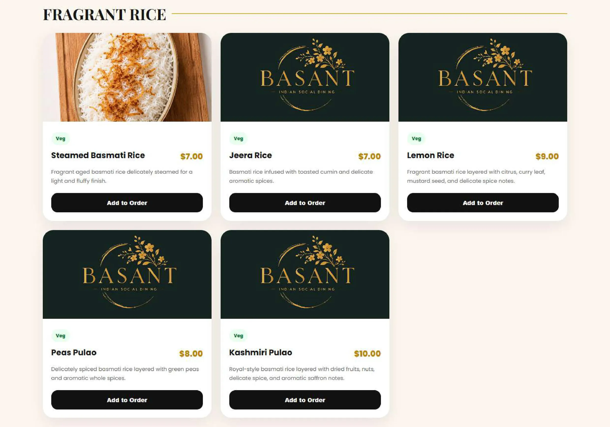 Basant Indian Social Dining menu, page 8