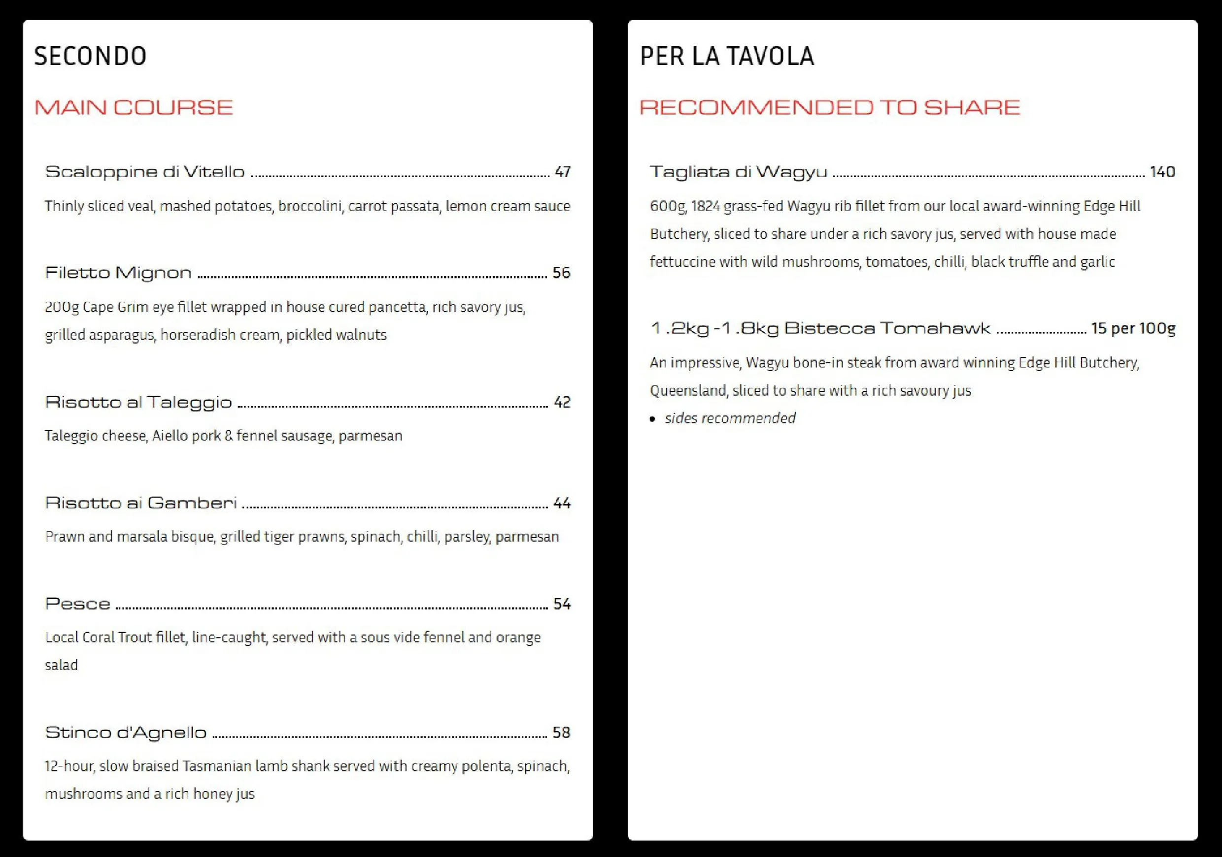 Piccolo Cucina menu, page 4